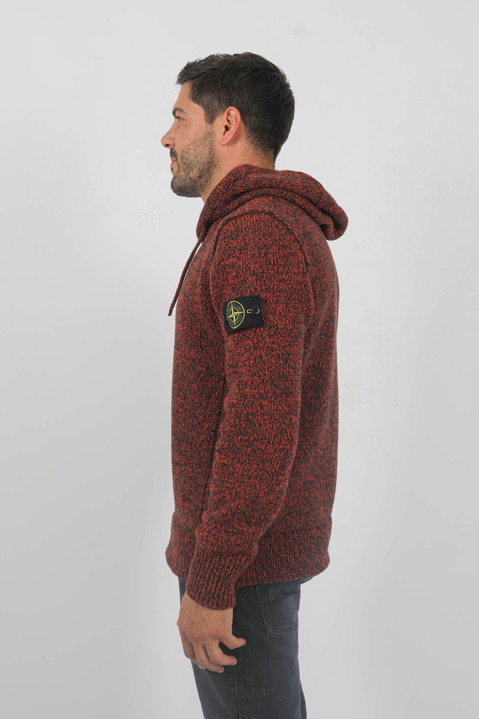  Image du produit PULL STONE ISLAND LAINE D'AGNEAU ROUGE/NOIR 7915559A4-V0037 - 4