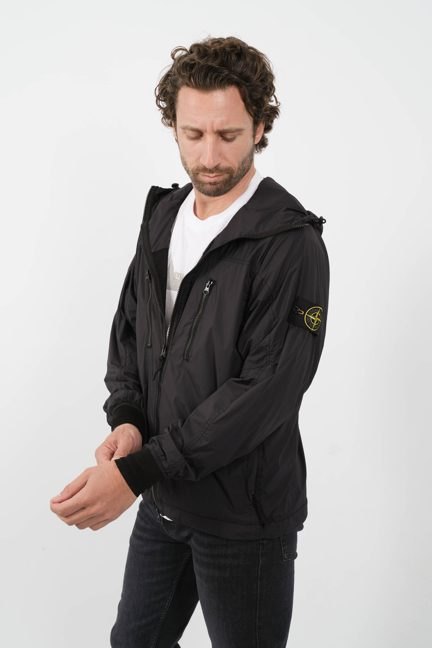 BLOUSON STONE ISLAND A CAPUCHE NYLON NOIR 801540425 V0029