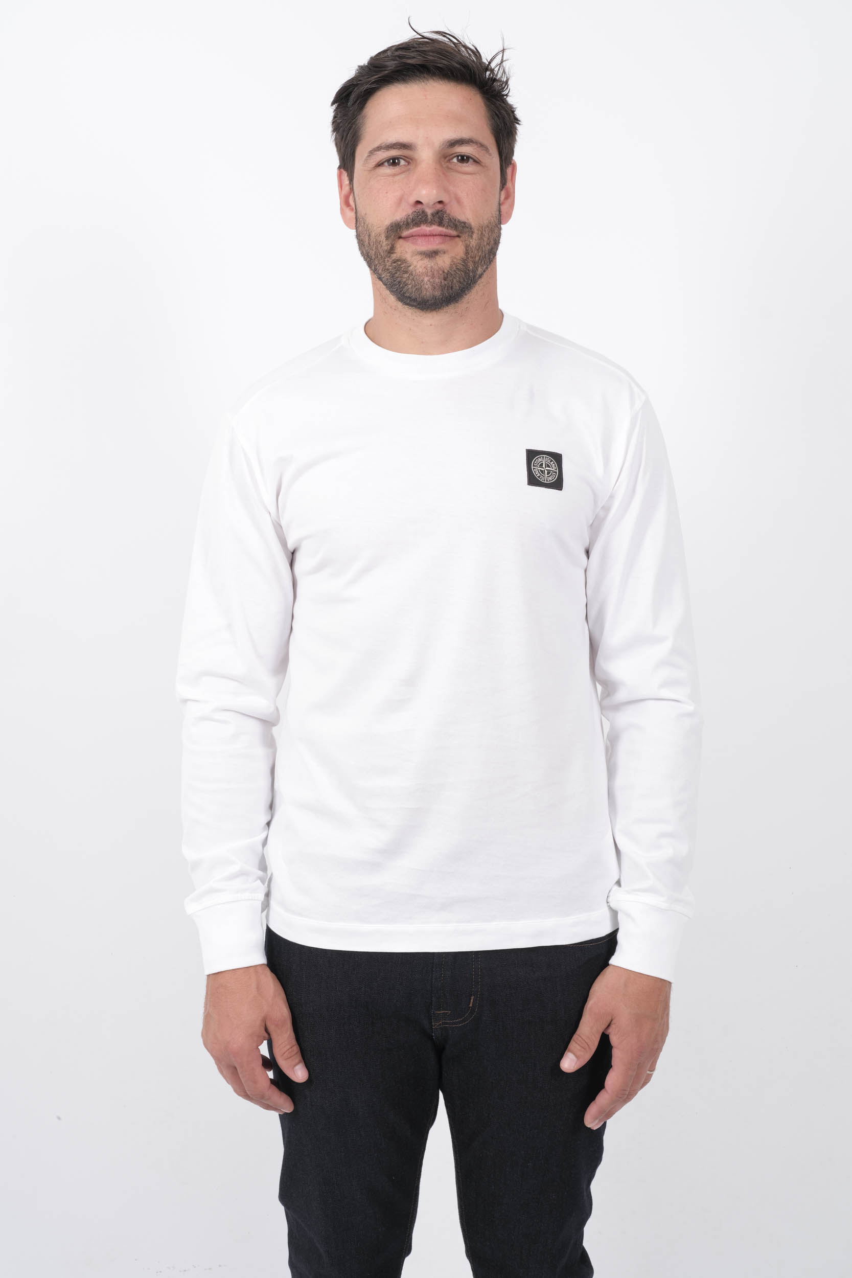 T-SHIRT STONE ISLAND BLANC MANCHES LONGUES 811522713-V0001