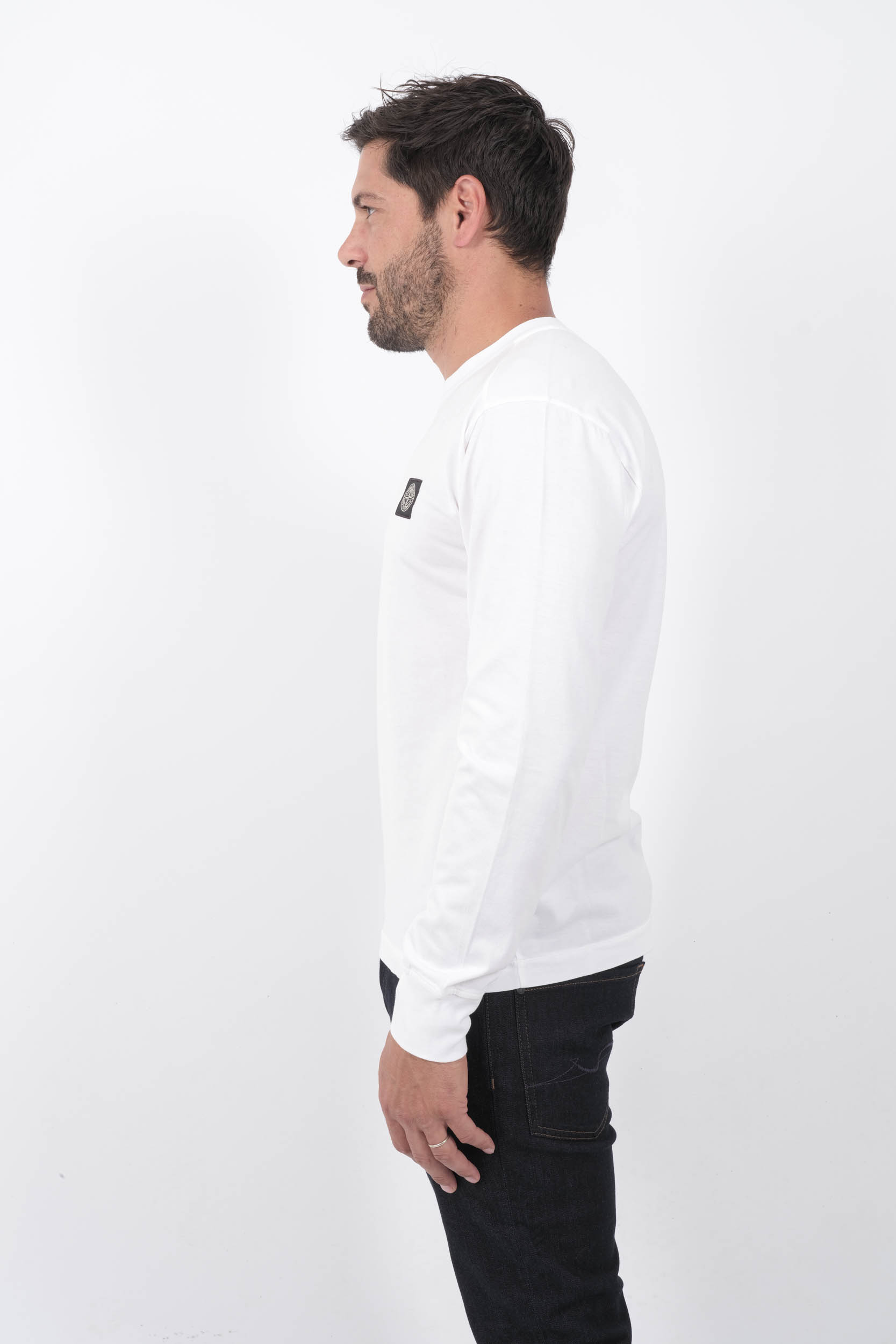 T-SHIRT STONE ISLAND BLANC MANCHES LONGUES 811522713-V0001