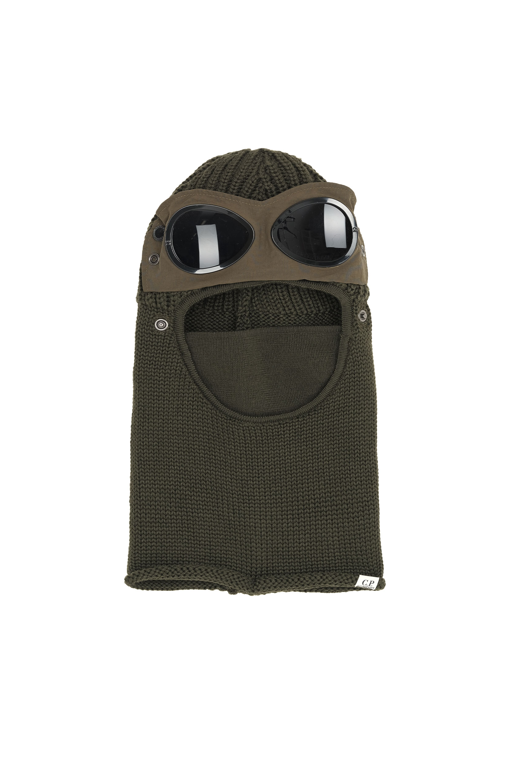 CAGOULE C.P COMPANY EN LAINE MERINOS LUNETTES KAKI C301A-683