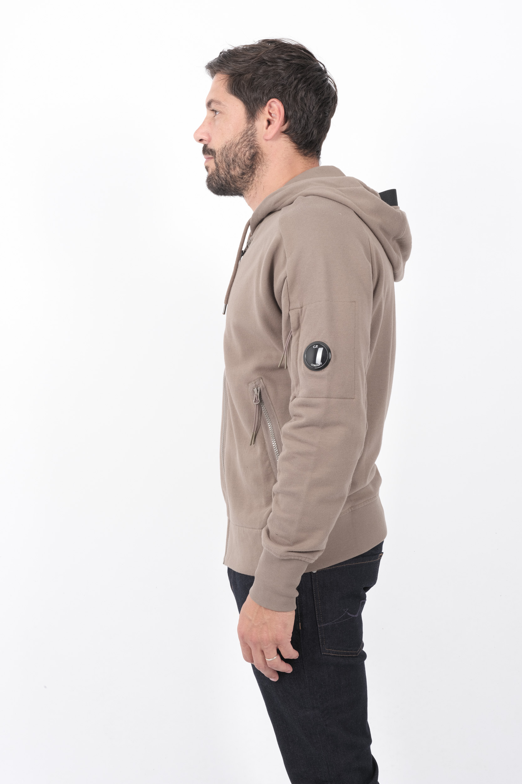 SWEAT C.P COMPANY CAPUCHE ZIPPE BEIGE S025A-359