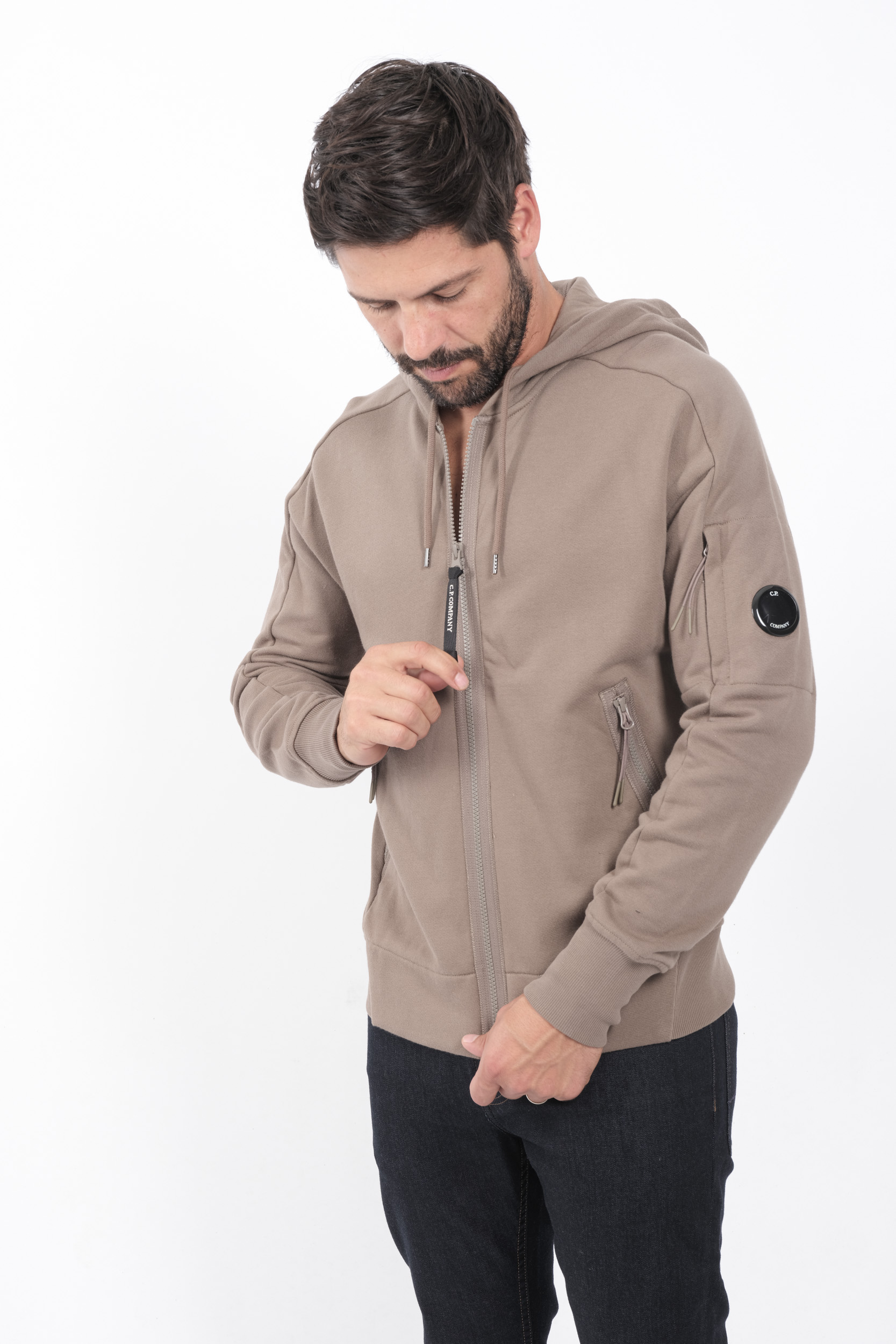 SWEAT C.P COMPANY CAPUCHE ZIPPE BEIGE S025A-359