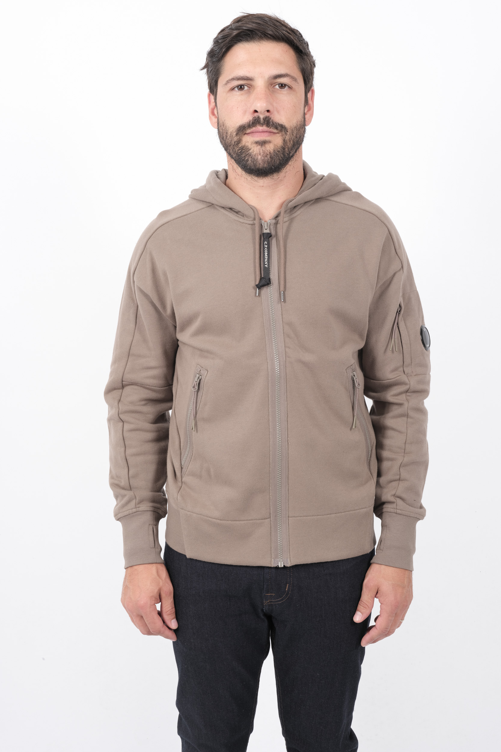 SWEAT C.P COMPANY CAPUCHE ZIPPE BEIGE S025A-359