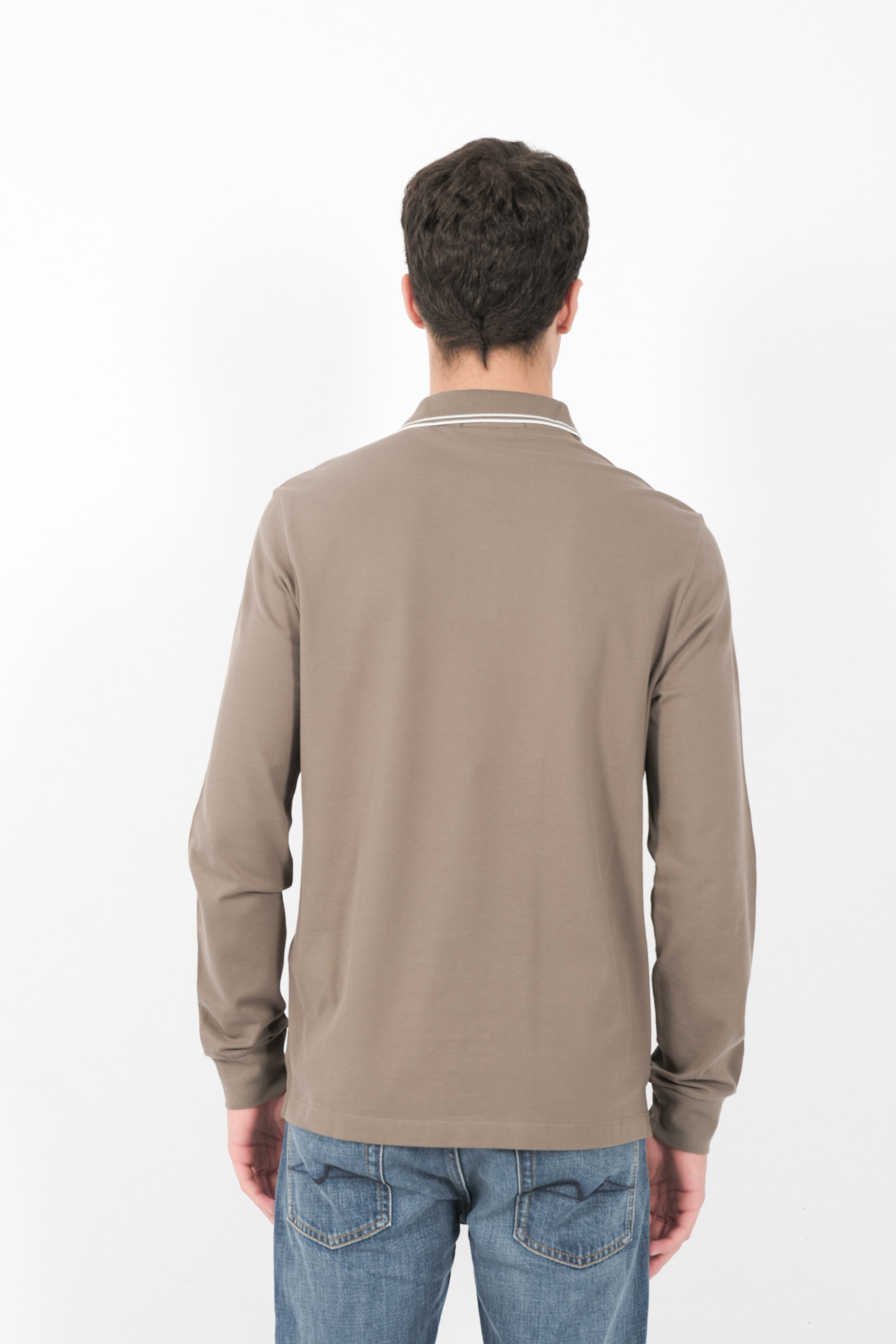 POLO STONE ISLAND COL AVEC LISERE MANCHES LONGUES TAUPE 81152SL18-V0075