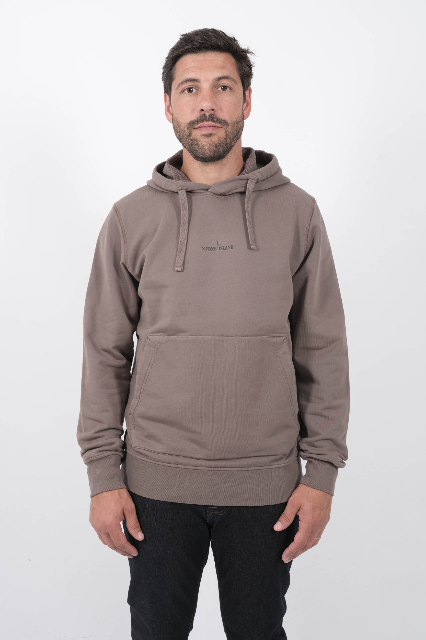 SWEAT A CAPUCHE STONE ISLAND MARRON LOGO RELIEF 811566283-V0075