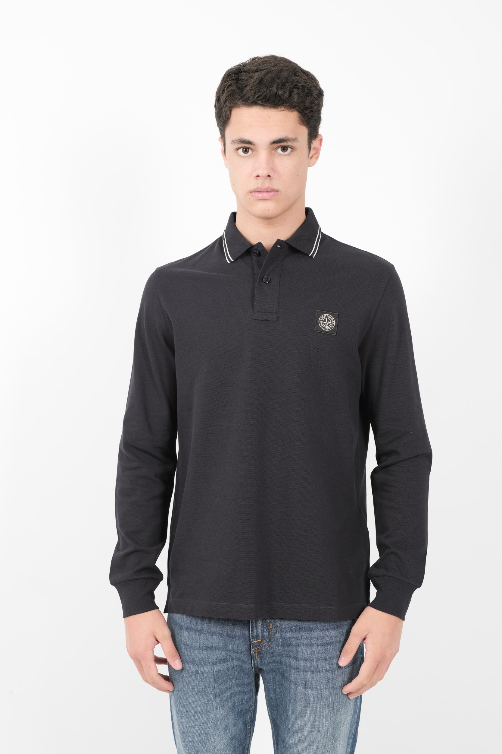  Image du produit POLO STONE ISLAND COL AVEC LISERE MANCHES LONGUES MARINE81152SL18-A0020 - 3