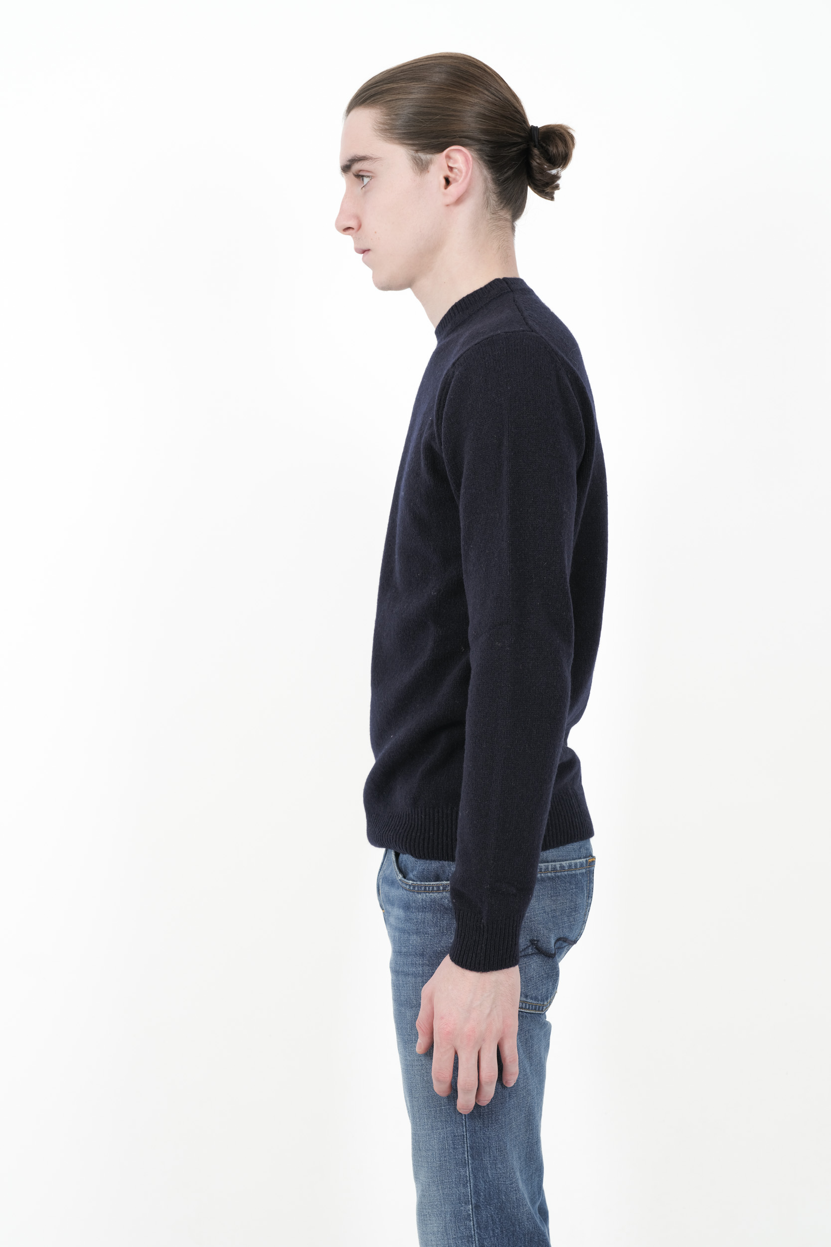  Image du produit PULL RE_BRANDED COL ROND CACHEMIRE RECYCLE MARINE U4WA11-N08 - 4