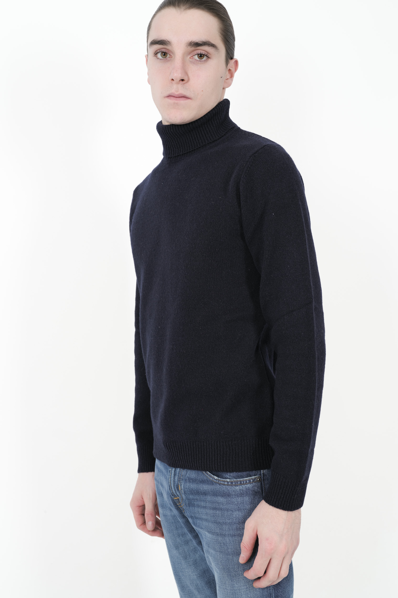 PULL RE_BRANDED COL ROULE CACHEMIRE RECYCLE MARINE U4WA12-N08