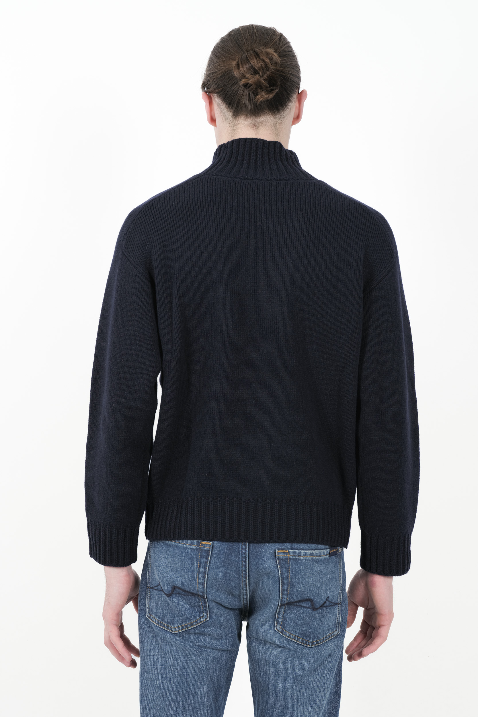  Image du produit PULL RE_BRANDED COL CHEMINE CACHEMIRE RECYCLE MARINE U4WD54-N08 - 5