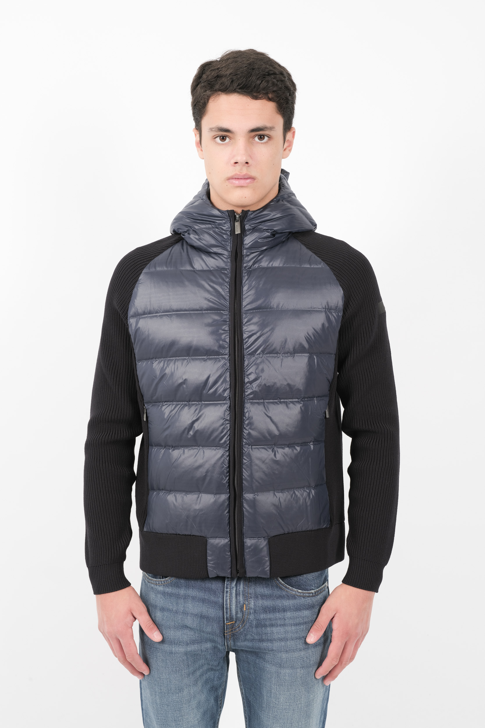 VESTE RRD A CAPUCHE BI-MATIERE BLEU W24126-60