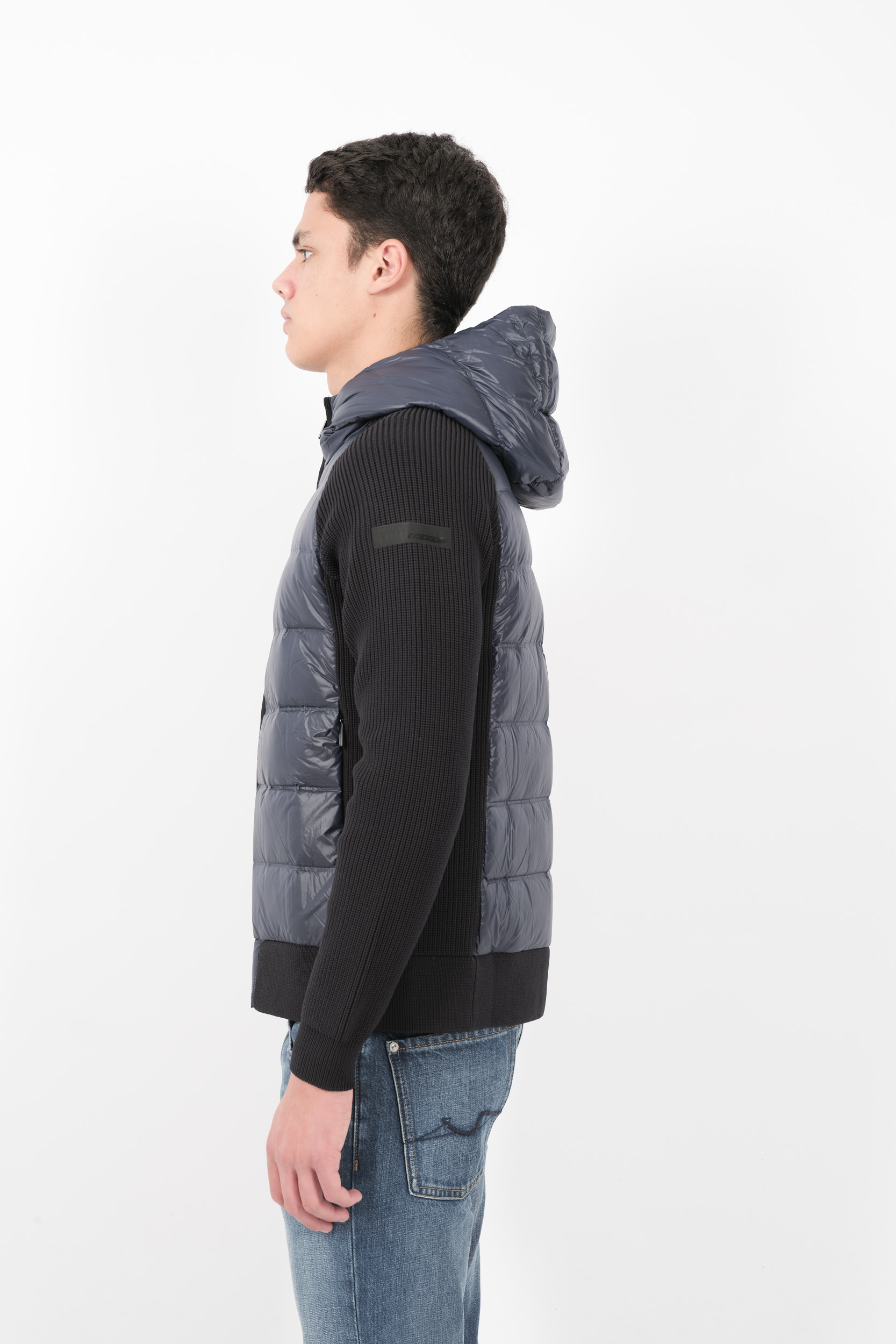 VESTE RRD A CAPUCHE BI-MATIERE BLEU W24126-60