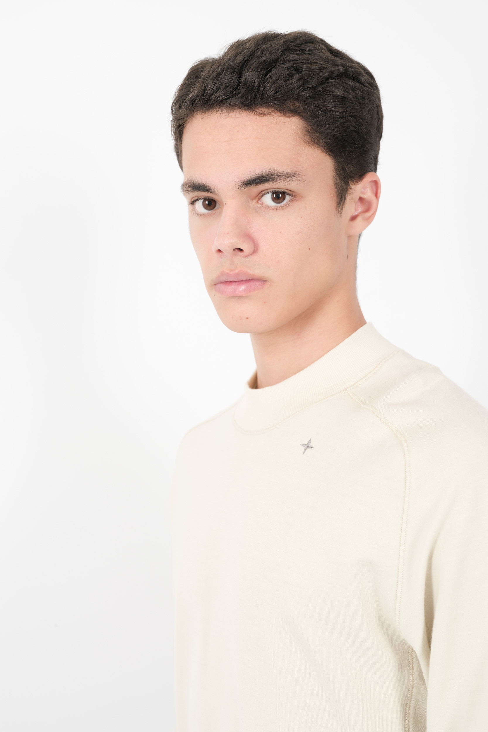 SWEAT STONE ISLAND STELLINA COL ROND EN LAINE ET COTON BEIGE 8115623G5-V0095