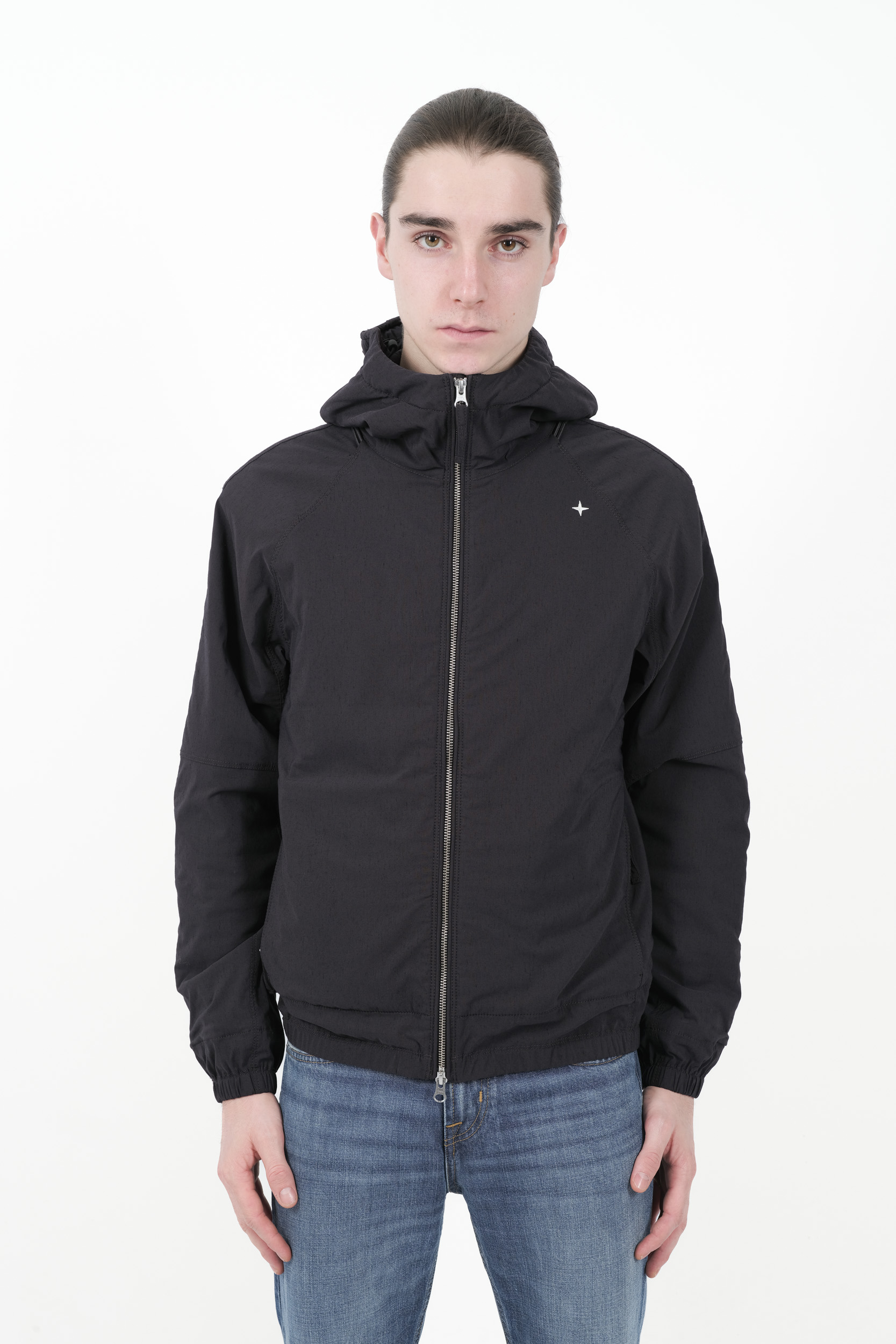 VESTE STONE ISLAND STELLINA NYLON ET LAINE BLEU NUIT 8115415G2-V0028