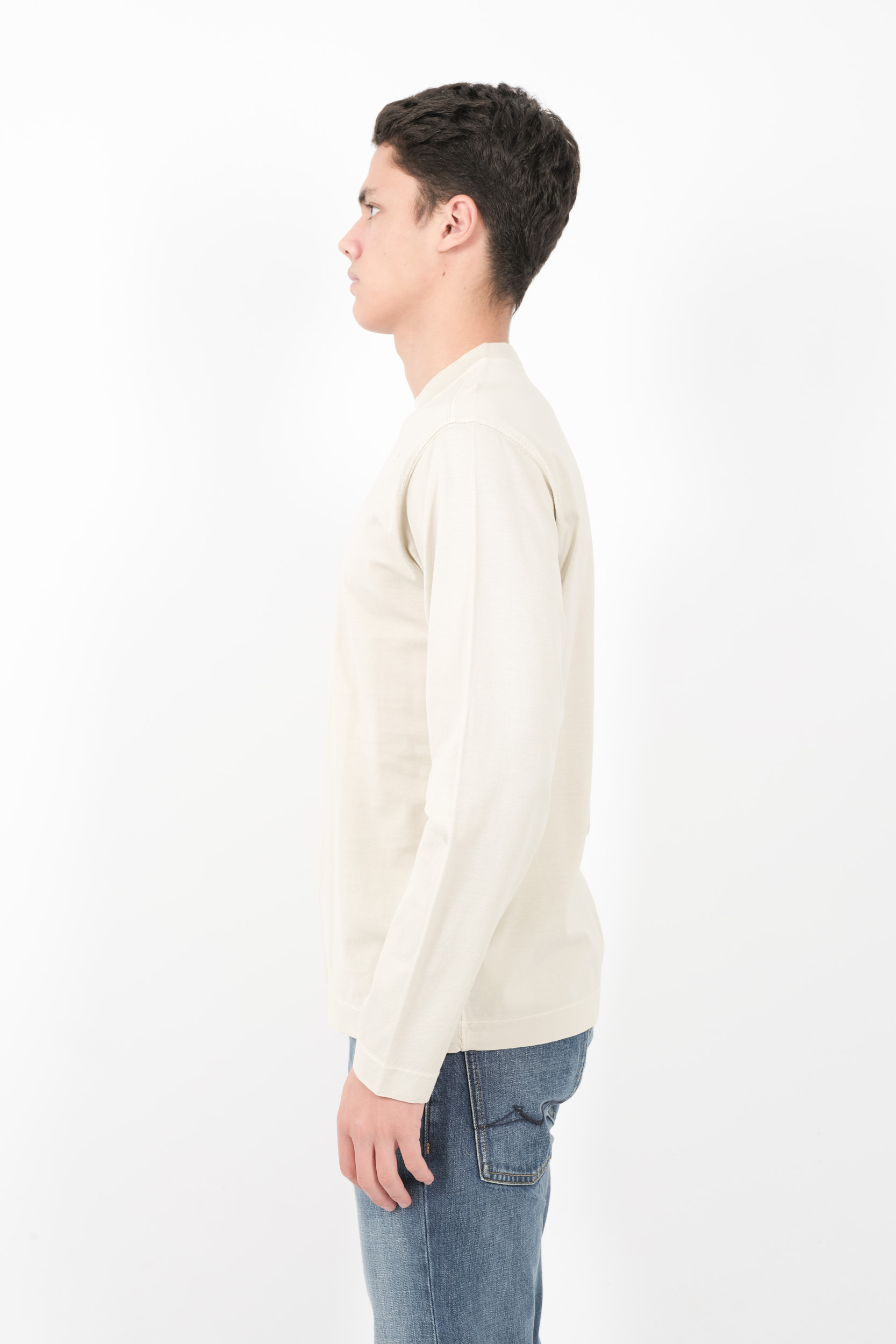 TEE-SHIRT STONE ISLAND STELLINA 100% COTON MANCHES LONGUES BEIGE 8115211G3-V0095