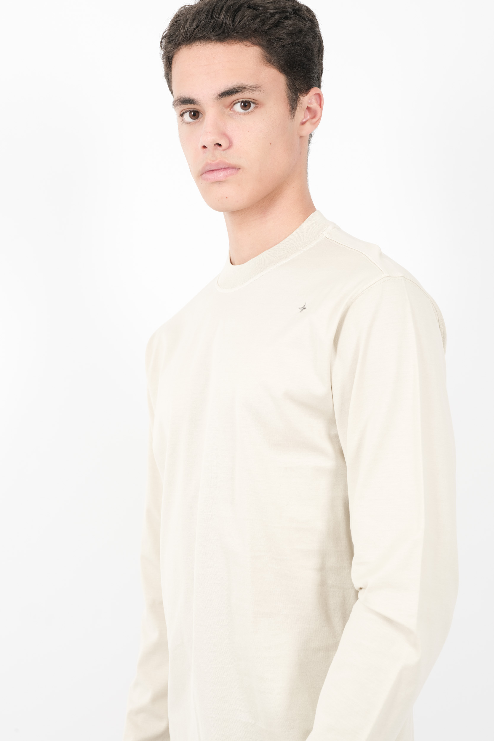 TEE-SHIRT STONE ISLAND STELLINA 100% COTON MANCHES LONGUES BEIGE 8115211G3-V0095