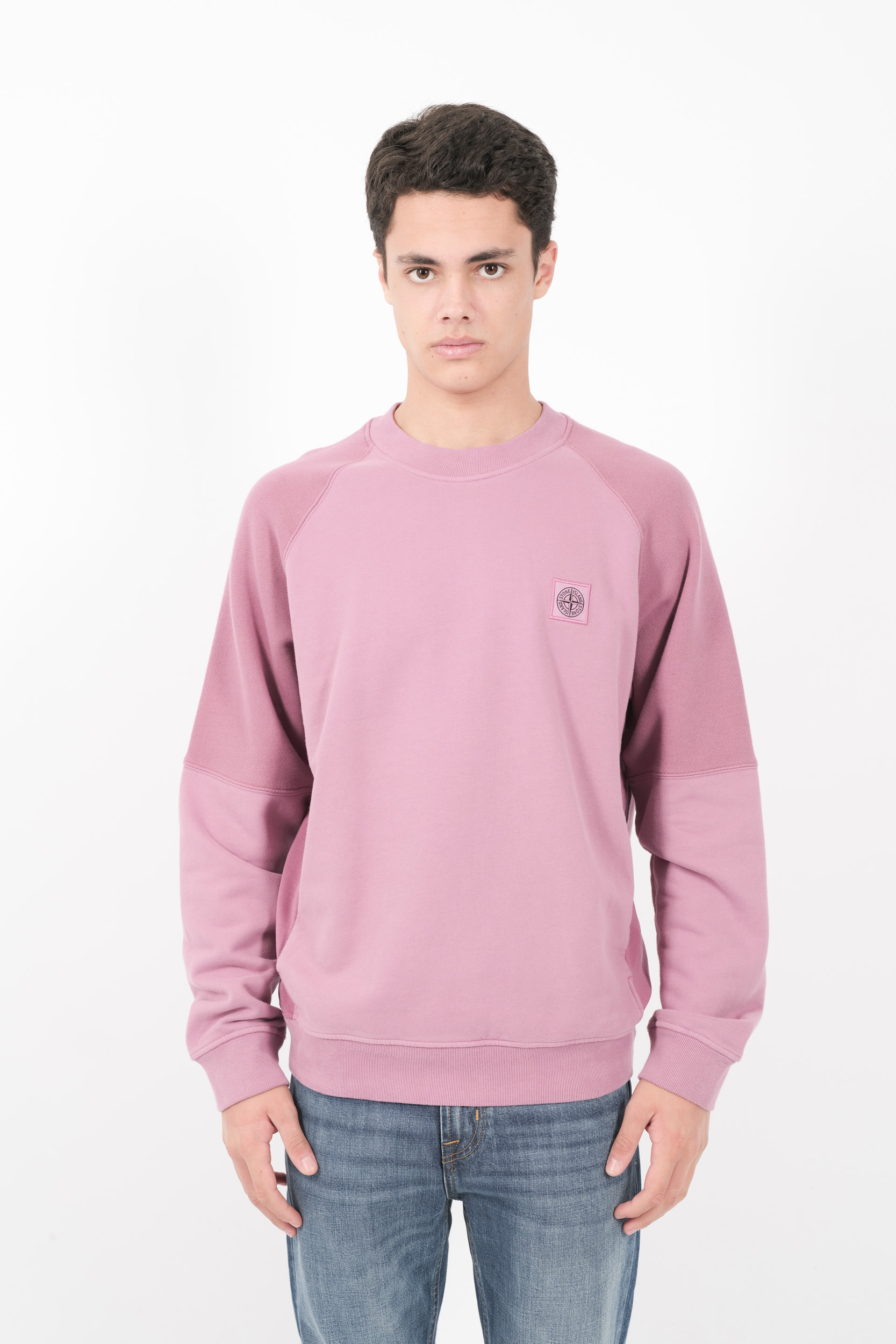 SWEAT STONE ISLAND COL ROND A POCHES PRESSION ROSE 811560252-V0086