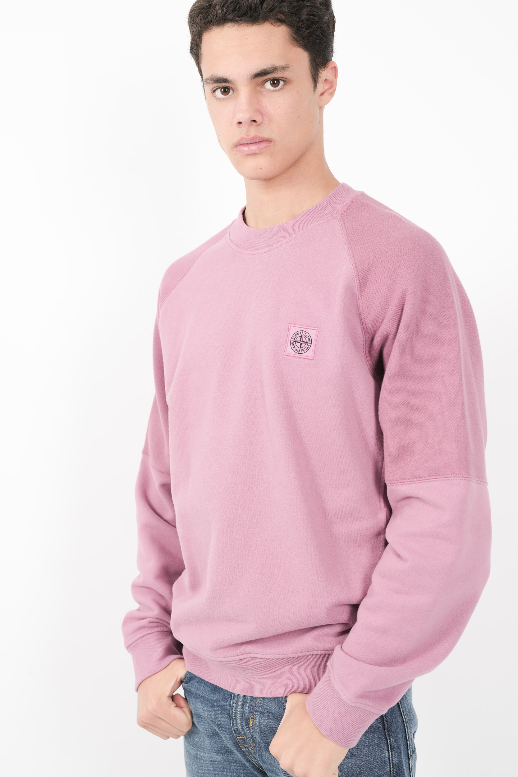 SWEAT STONE ISLAND COL ROND A POCHES PRESSION ROSE 811560252-V0086