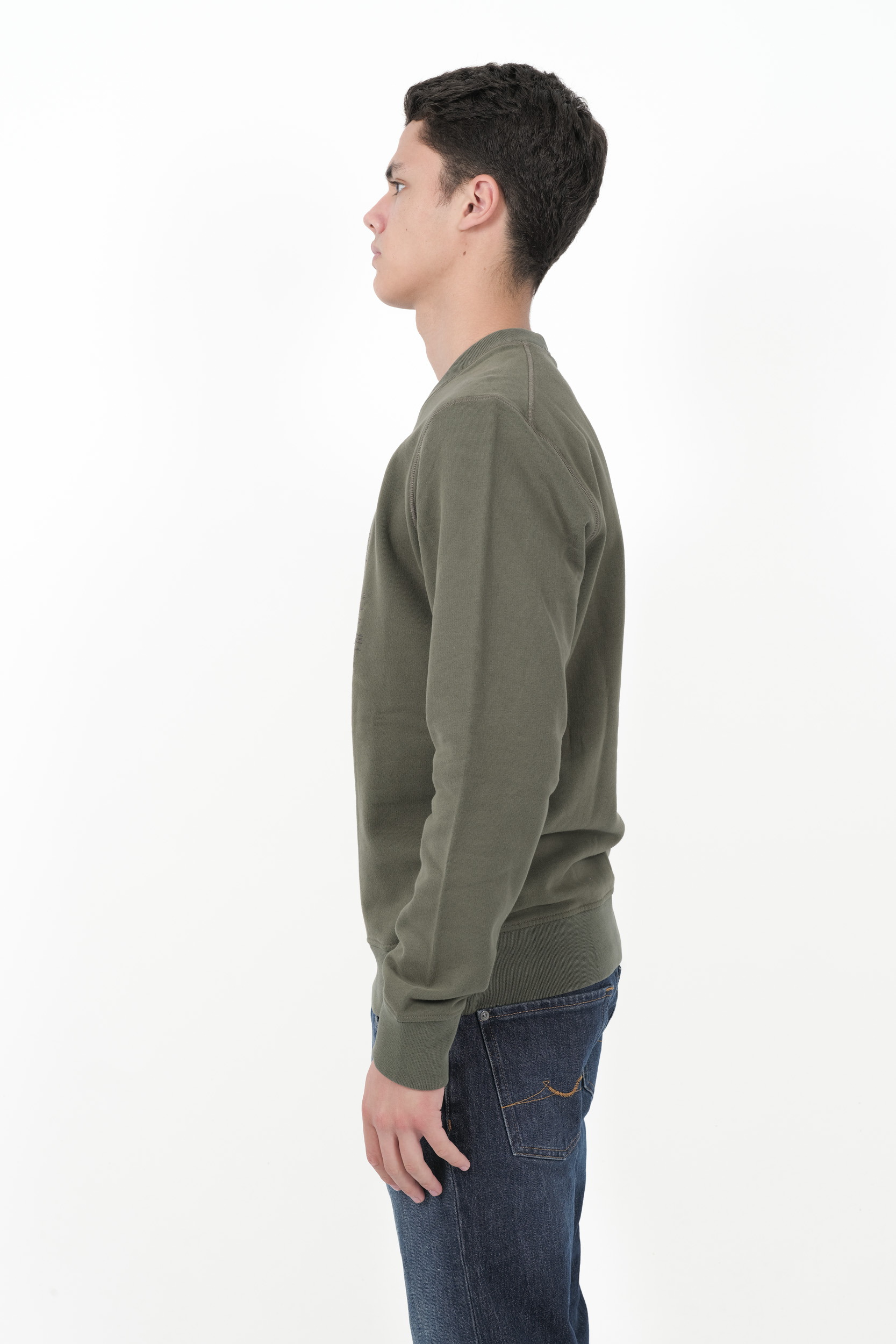 SWEAT STONE ISLAND COL ROND LOGO BRODE VERT 811566388-V0059