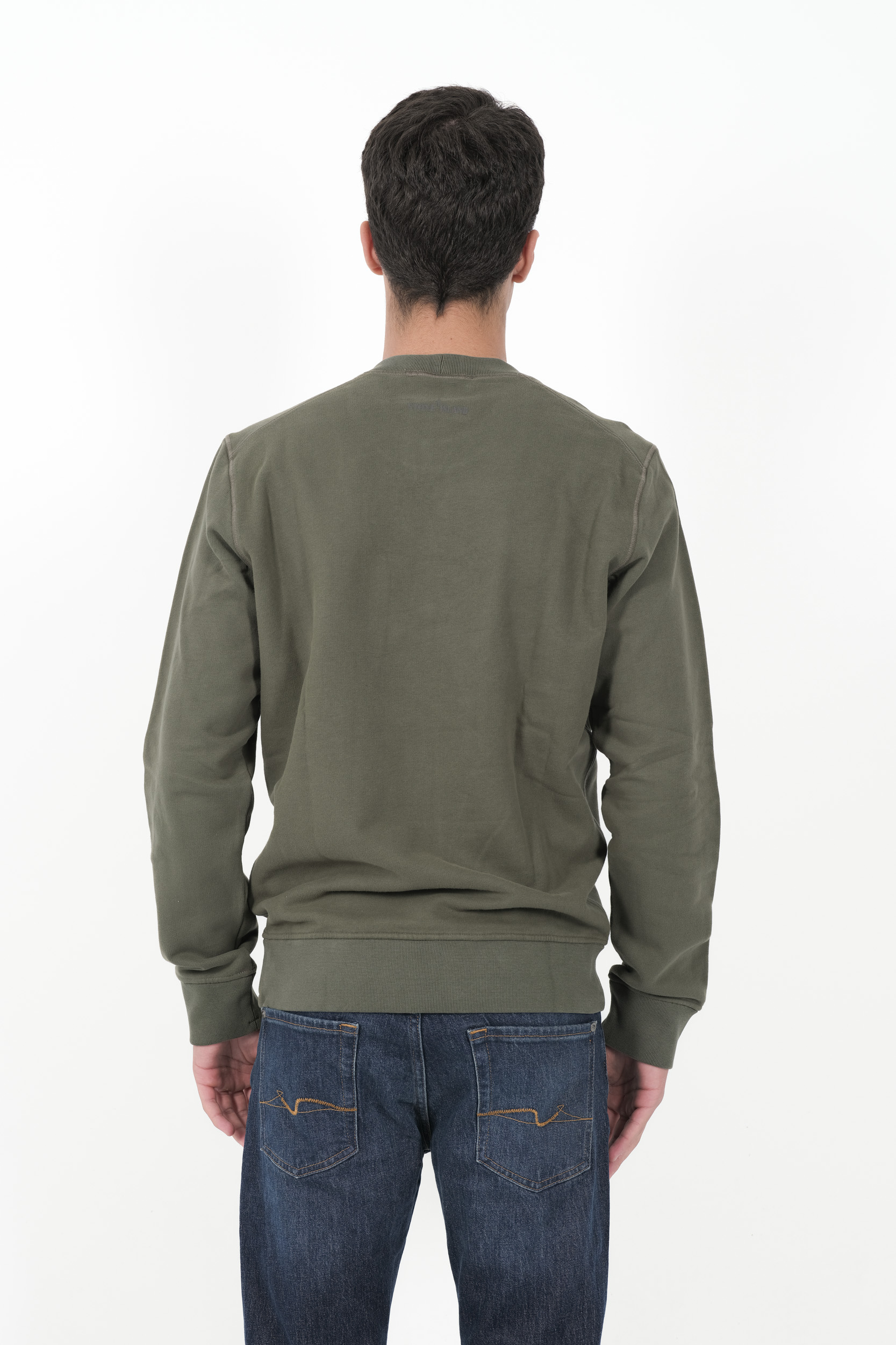 SWEAT STONE ISLAND COL ROND LOGO BRODE VERT 811566388-V0059