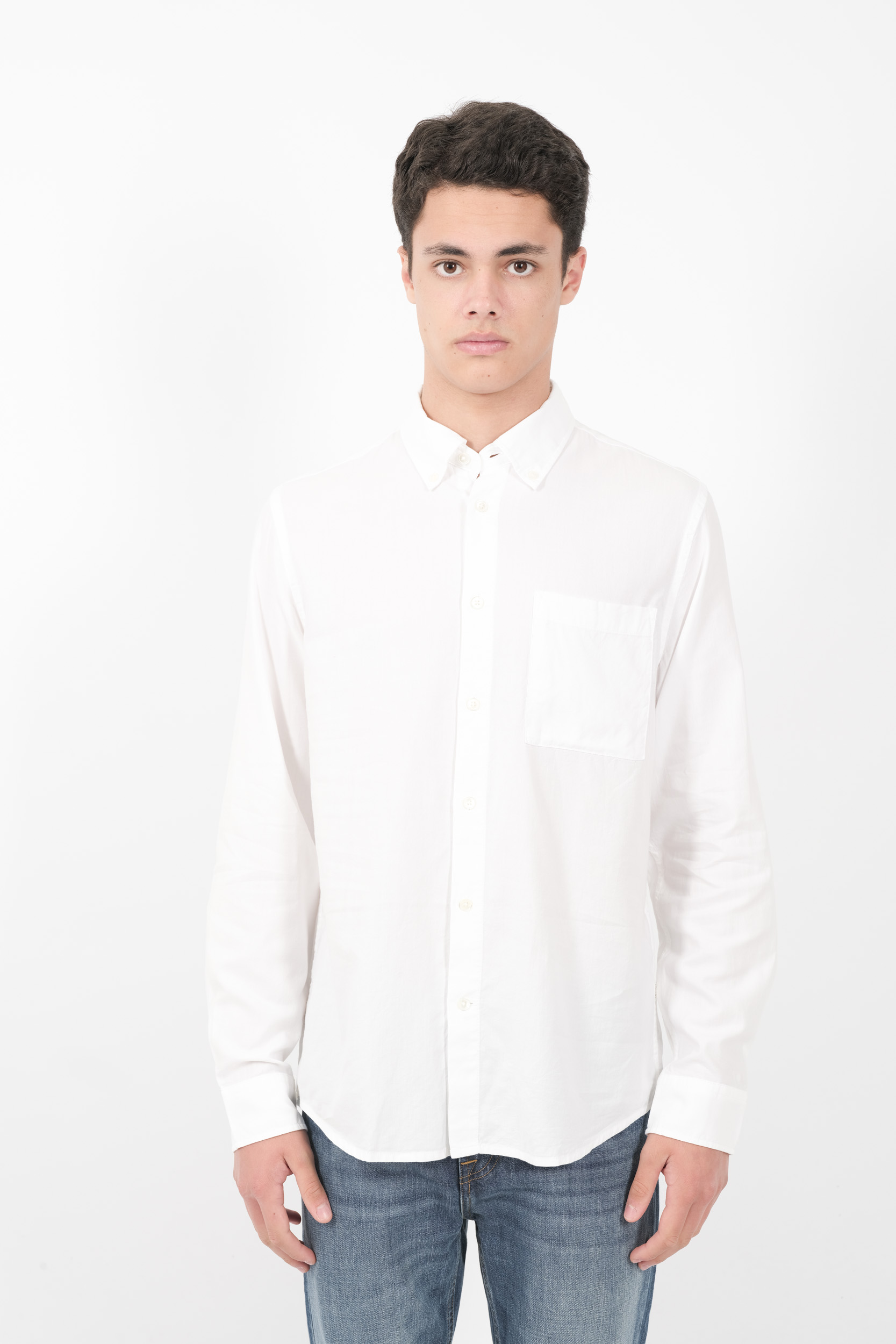 CHEMISE NN07 EN COTON MELANGE BLANC ARNEBD-001