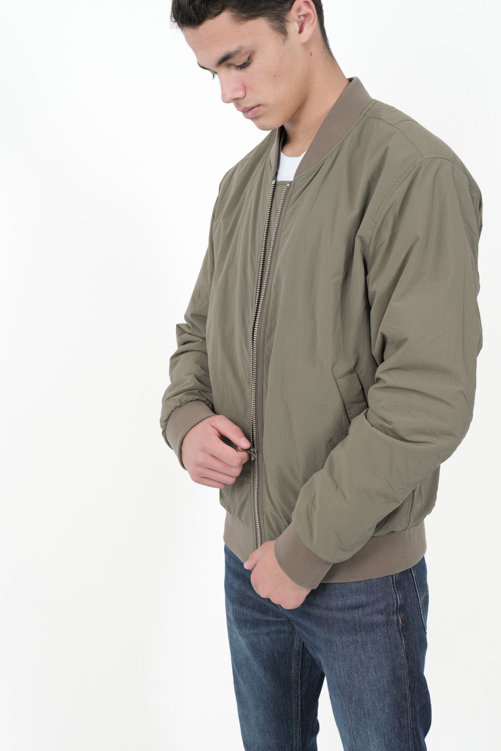 VESTE NN07 BOMBER EN LAINE MELANGEE KAKI DIXON-343