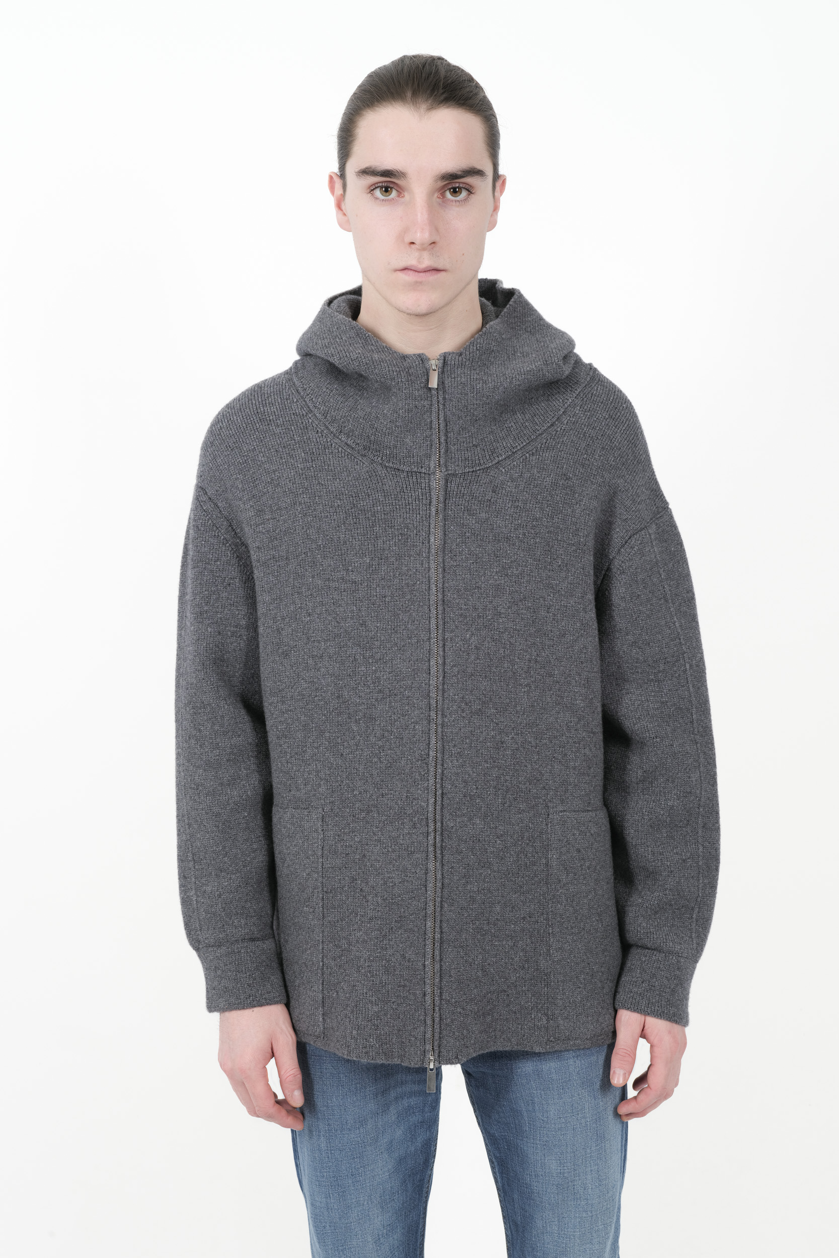 GILET RE_BRANDED A CAPUCHE CACHEMIRE RECYCLE U4WD52-X92