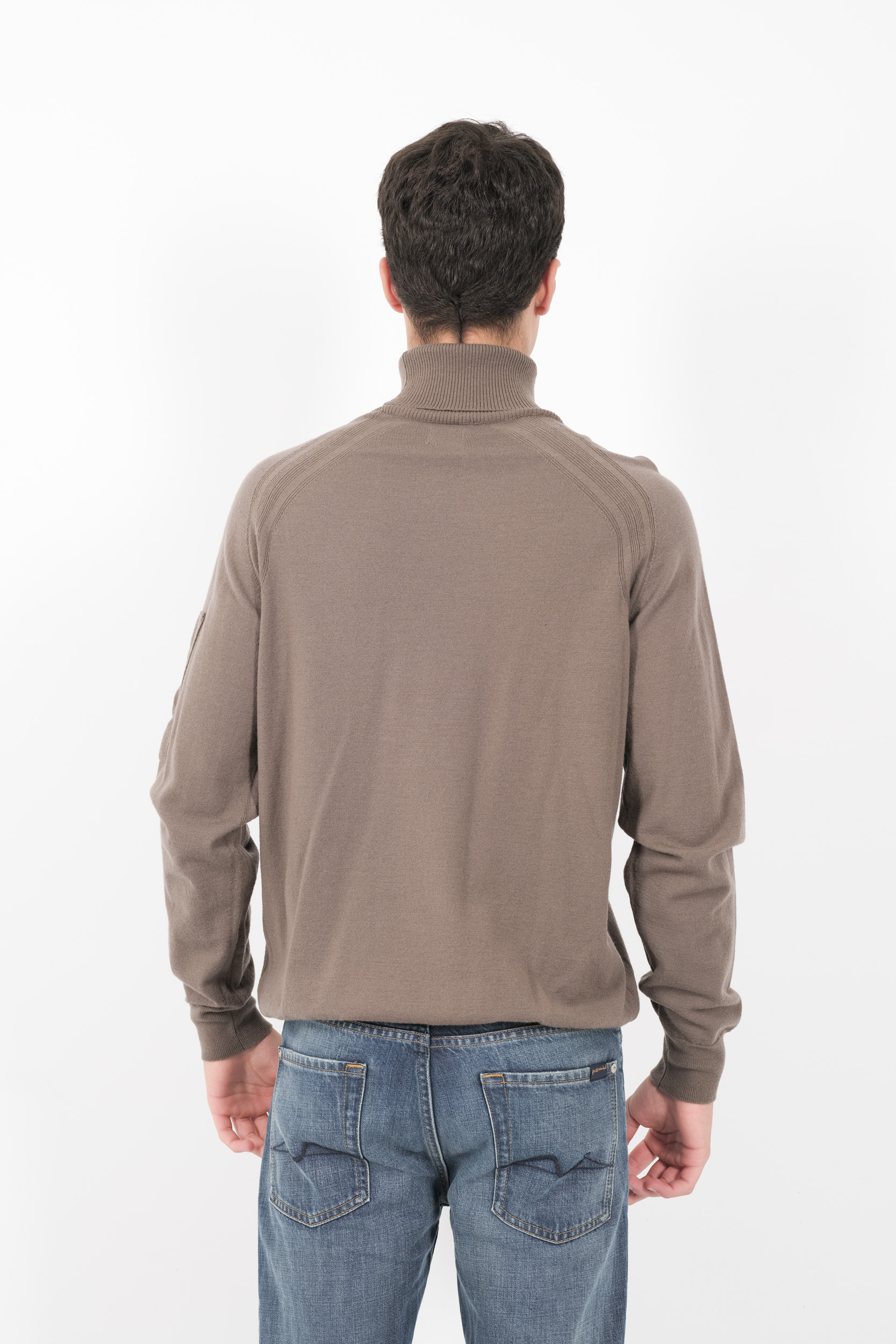 PULL C.P COMPANY COL ROULE EN LAINE MERINOS TAUPE N192A-359