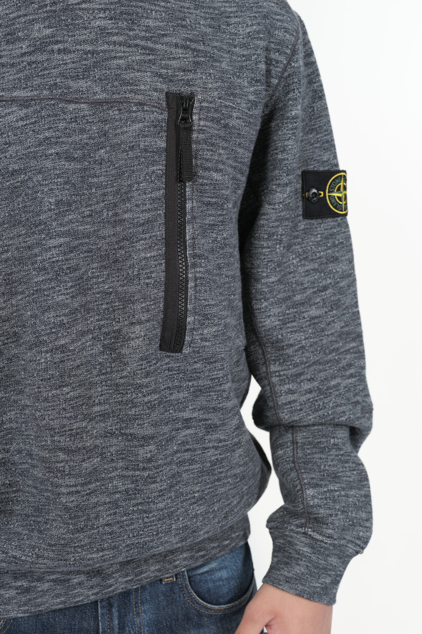 SWEAT STONE ISLAND COLO ROND COTON MOULINE GRIS 811565338-V0062