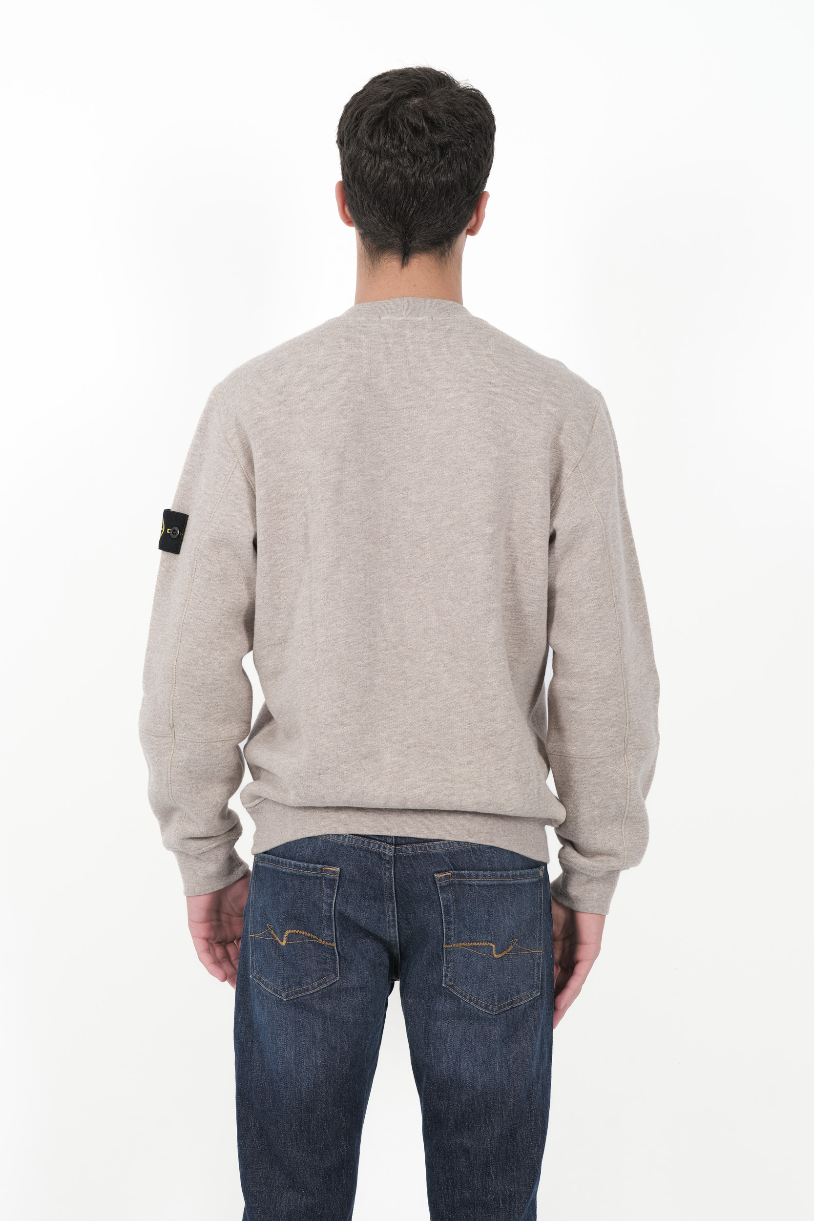 SWEAT STONE ISLAND COL ROND COTON MOULINE AVEC ZIP BEIGE 811565338-V0094
