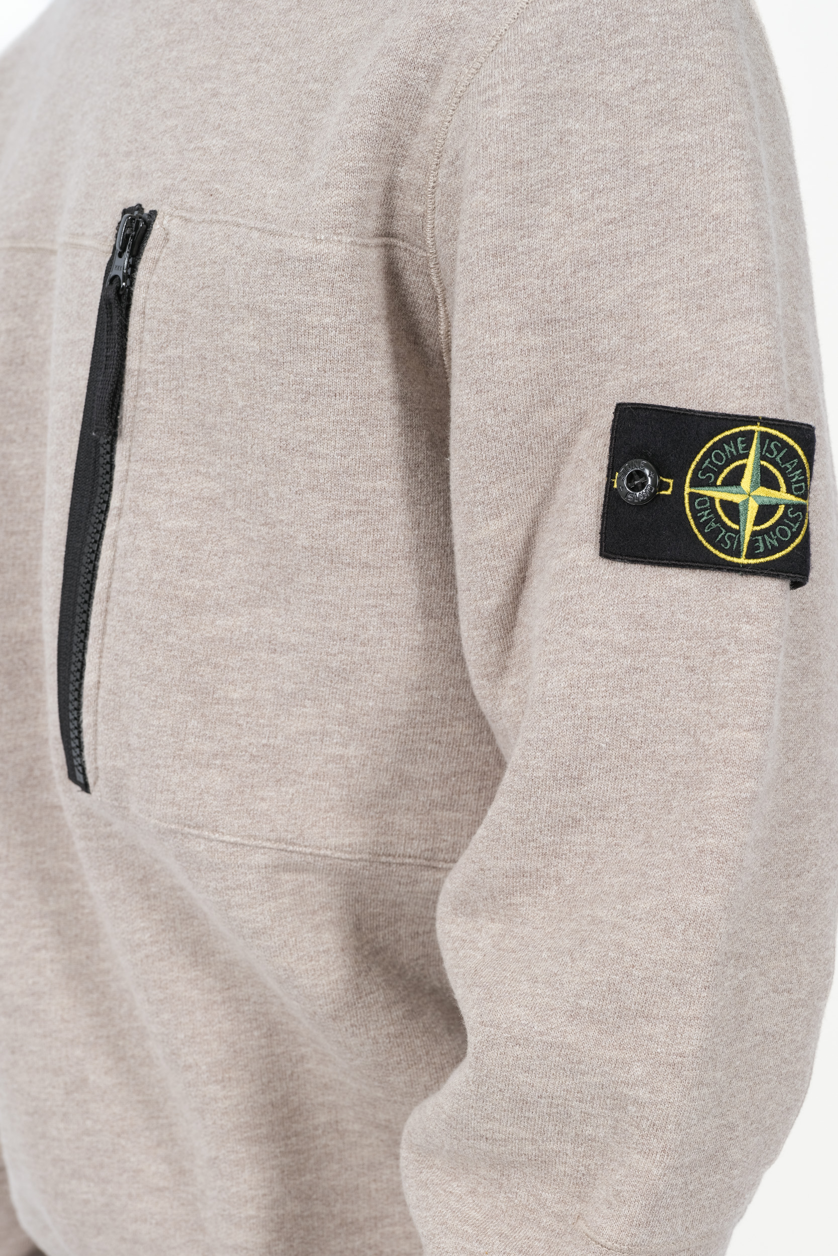 SWEAT STONE ISLAND COL ROND COTON MOULINE AVEC ZIP BEIGE 811565338-V0094