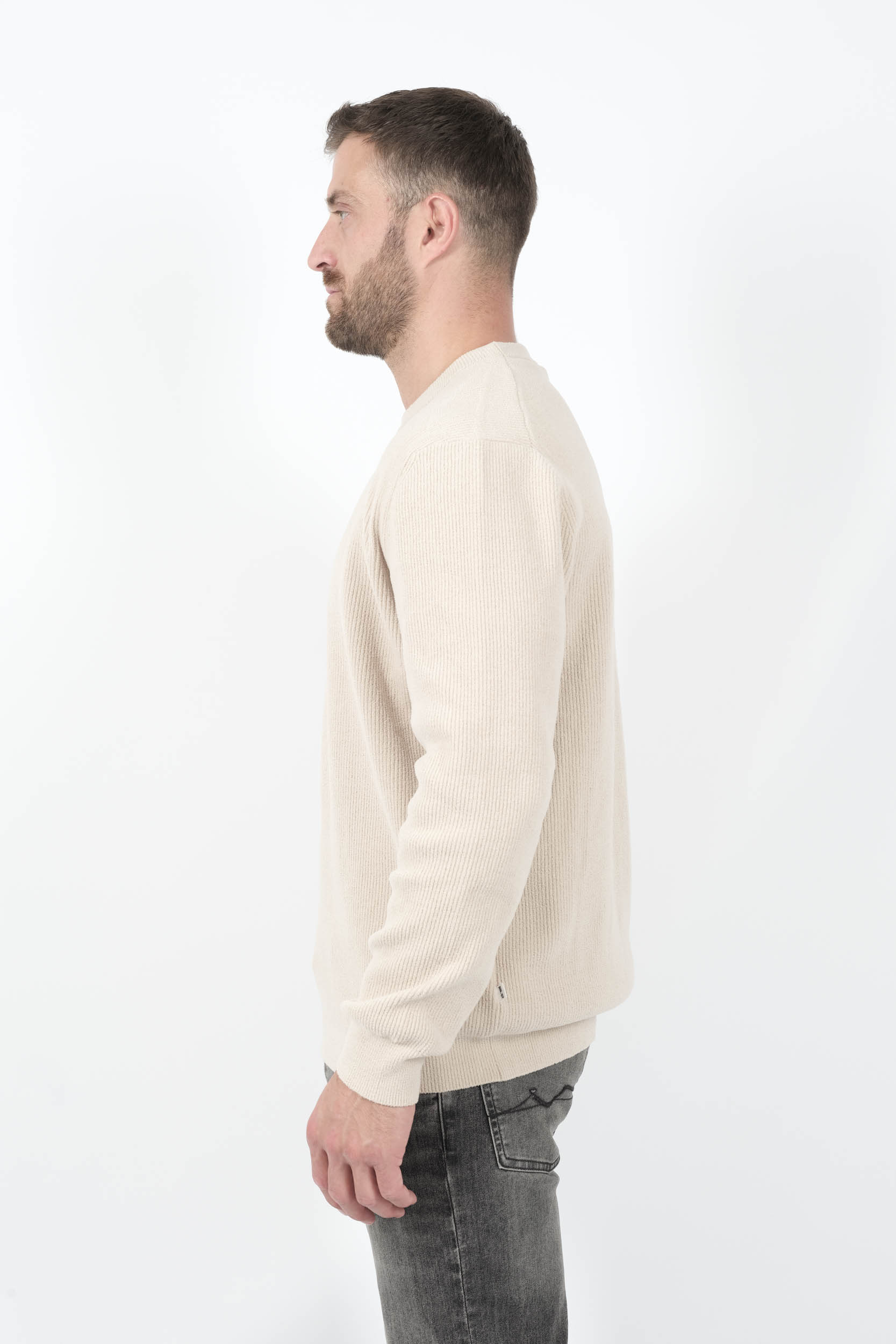 PULL NN07 COL ROND EN MATIERE CHENILLE BEIGE DANNY6429-020