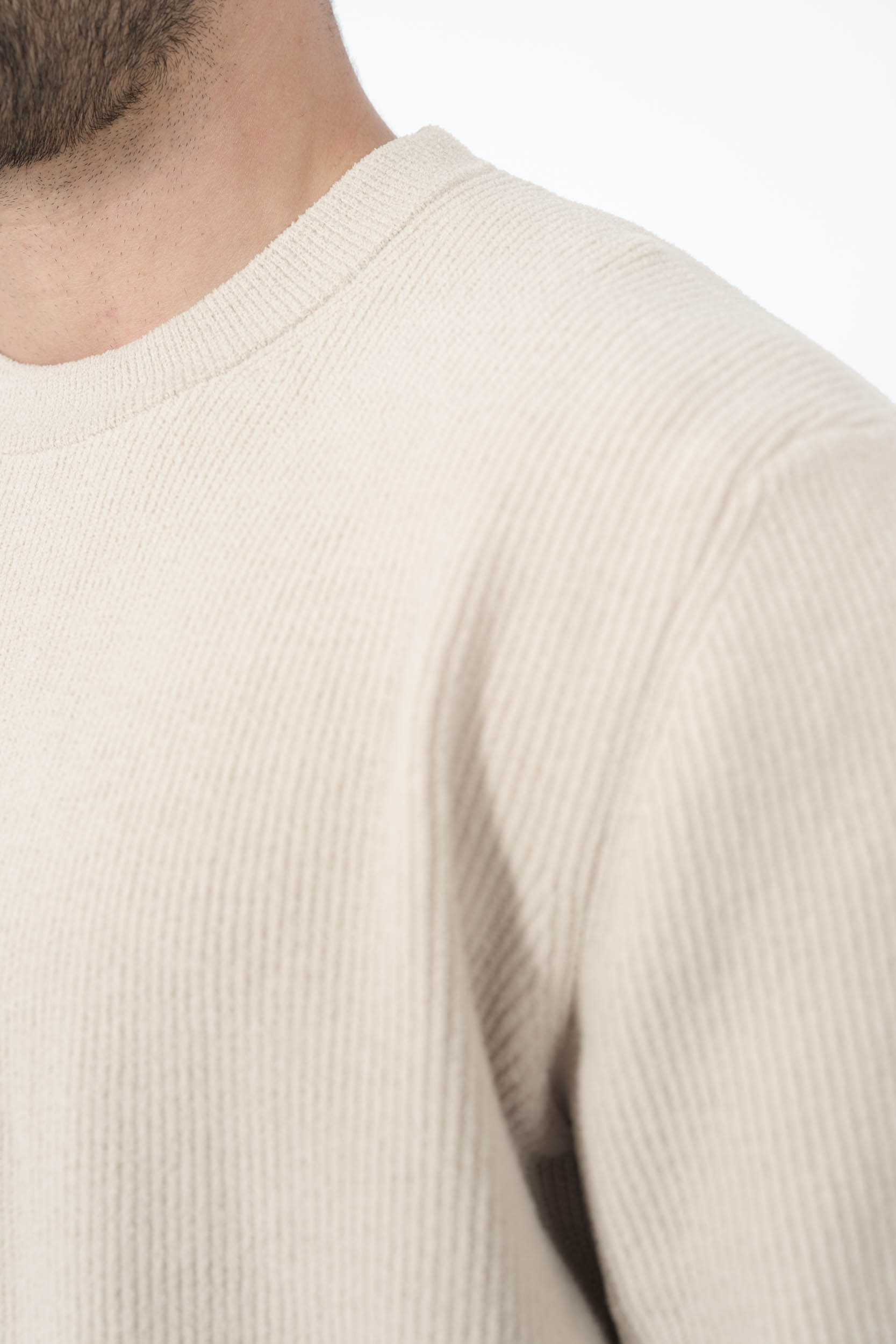 PULL NN07 COL ROND EN MATIERE CHENILLE BEIGE DANNY6429-020