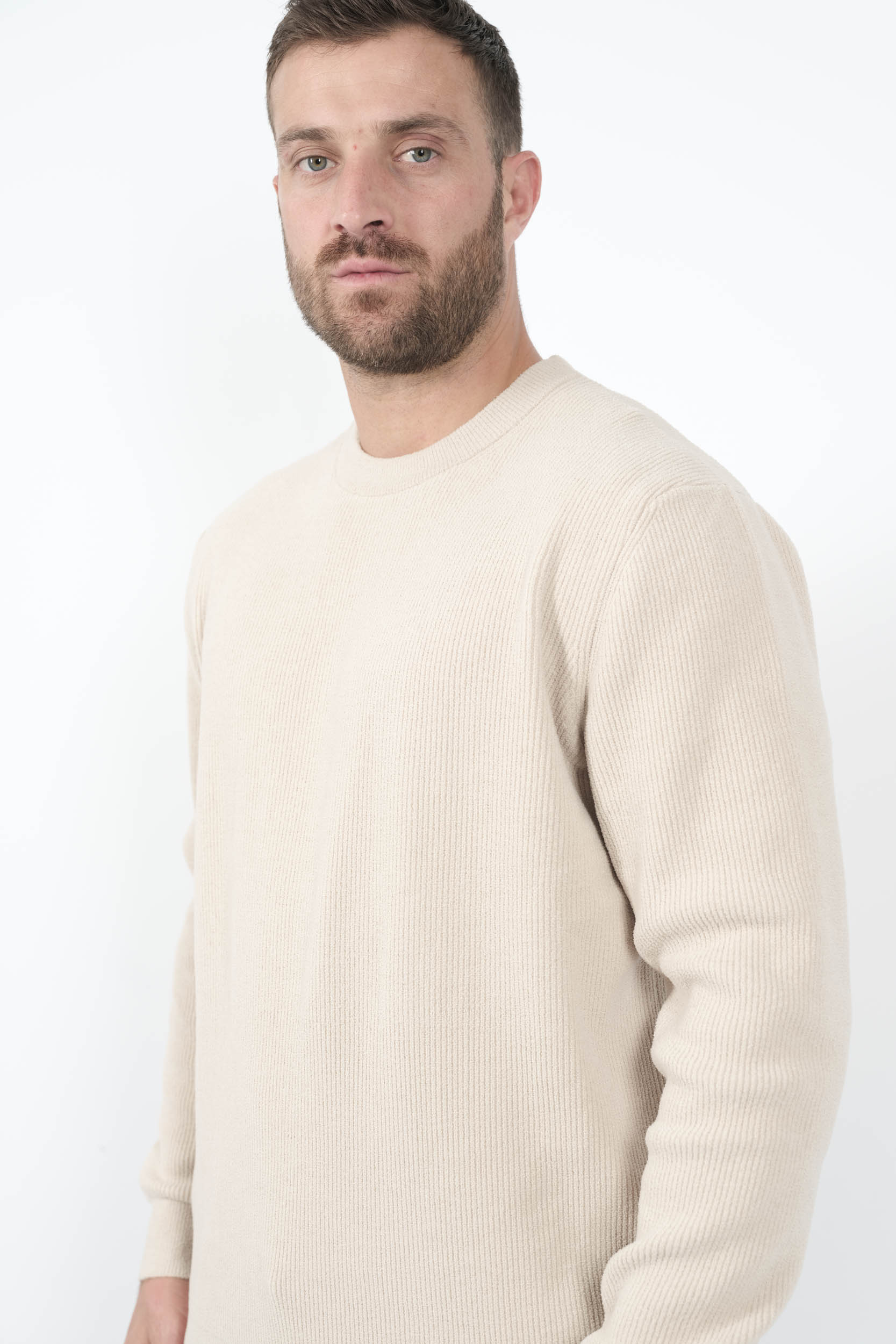 PULL NN07 COL ROND EN MATIERE CHENILLE BEIGE DANNY6429-020