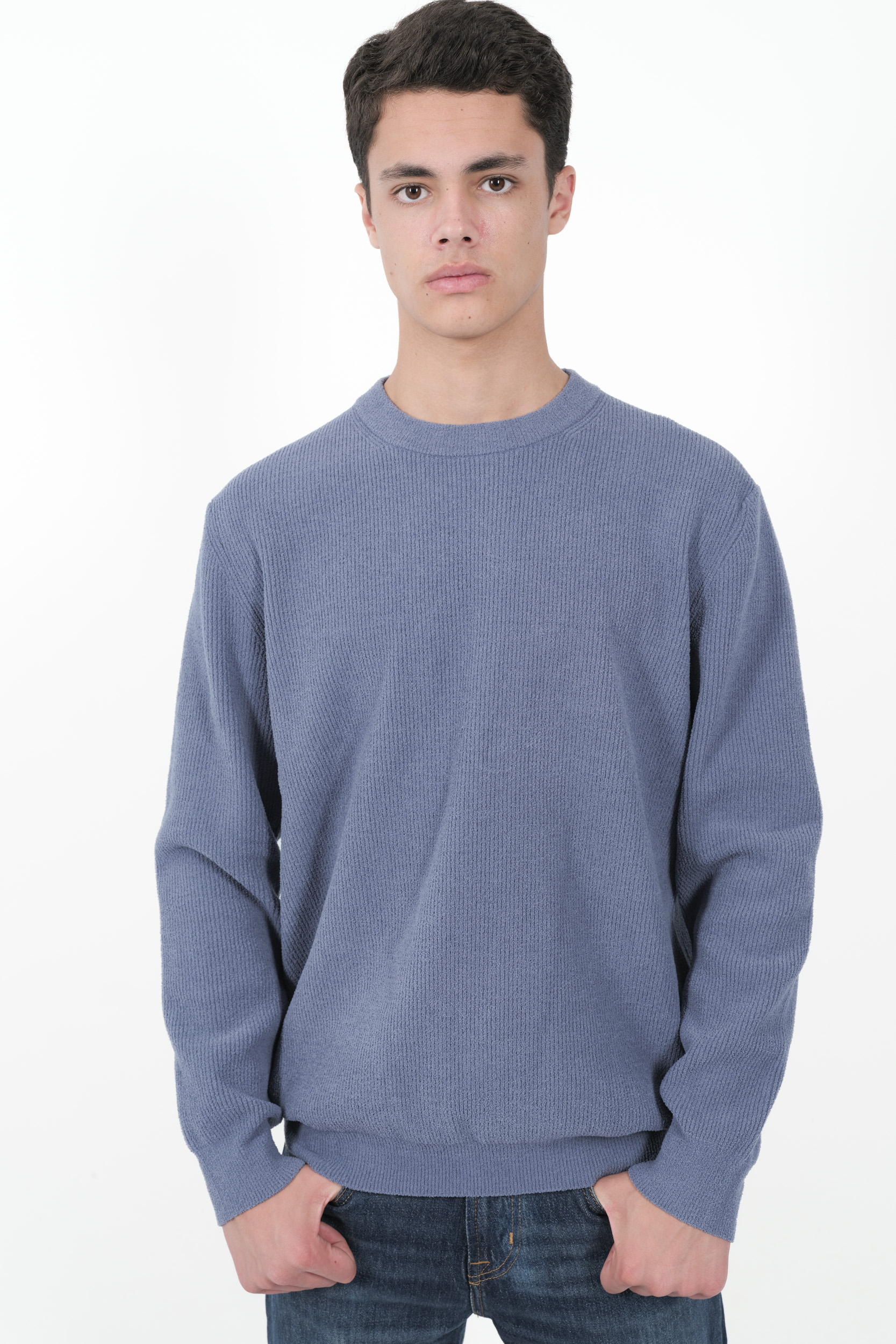  Image du produit PULL NN07 COL ROND TOUCHE DUVETEUX BLEU DANNY6429-236 - 2