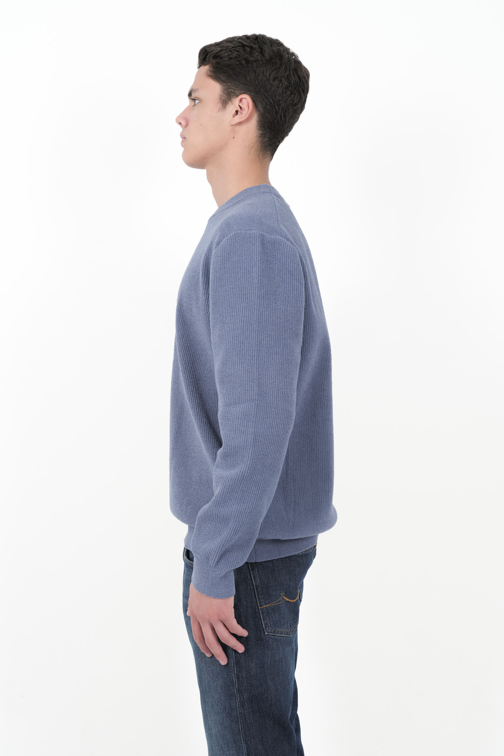  Image du produit PULL NN07 COL ROND TOUCHE DUVETEUX BLEU DANNY6429-236 - 4