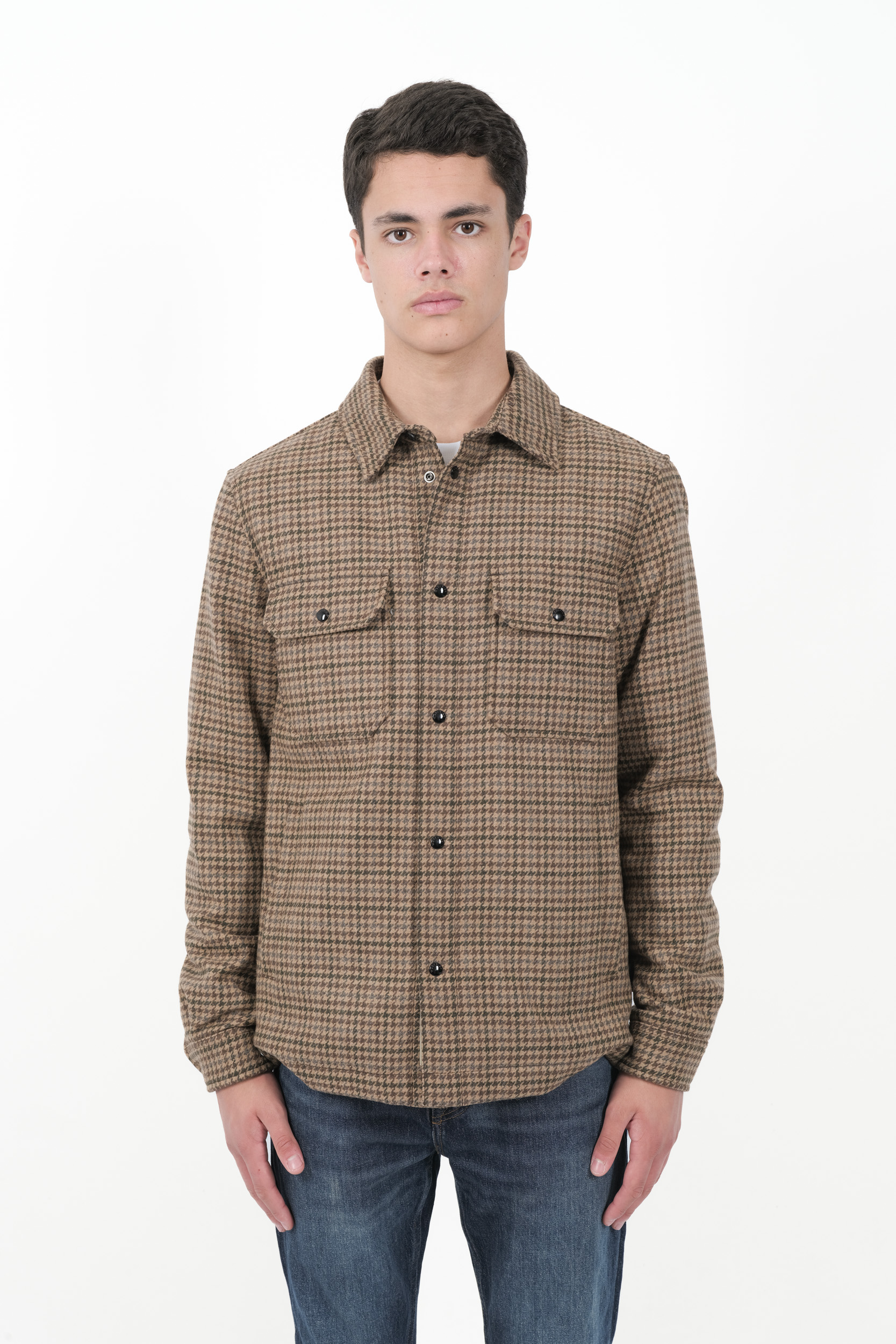 SURCHEMISE WOOLRICH EN LAINE MELANGEE A CARREAUX S0159-8880
