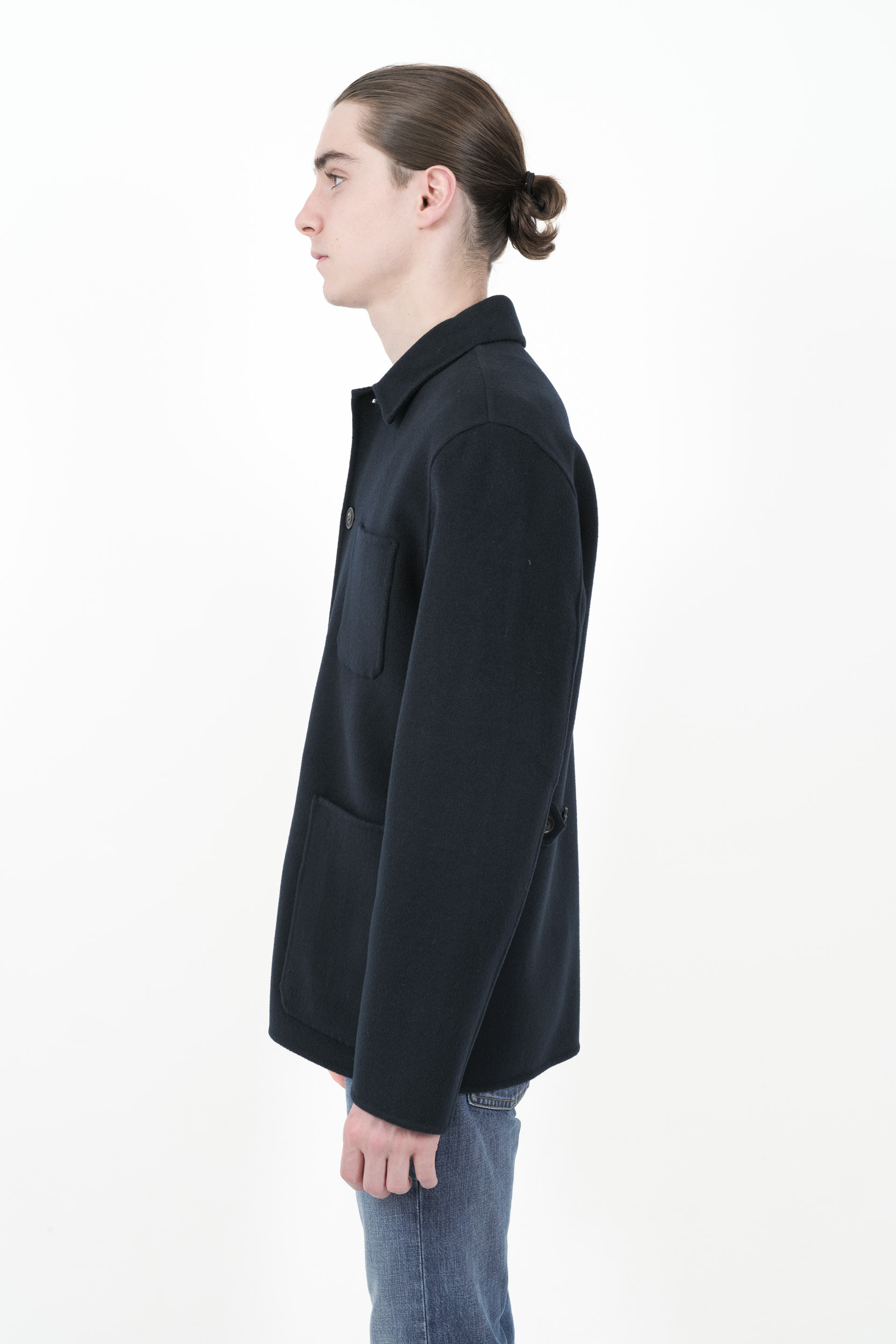 MANTEAU WOOLRICH COURT EN PURE LAINE VIERGE BLEU U0975-3989