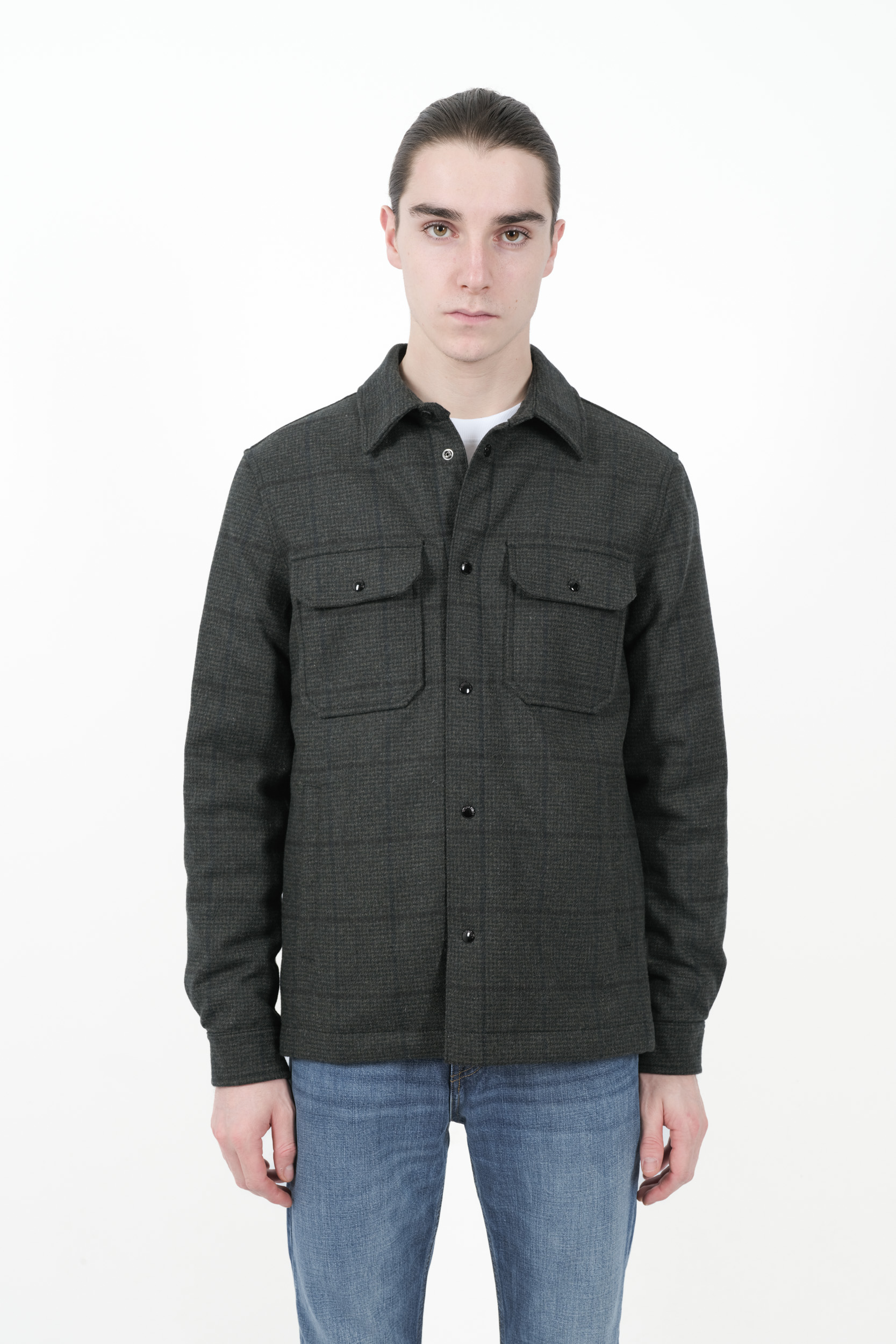 SURCHEMISE WOOLRICH EN LAINE MELANGEE VERTE S0159-6632