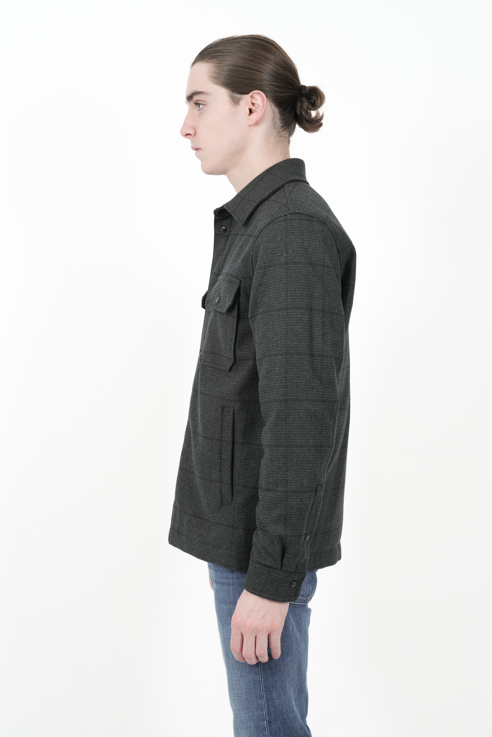 SURCHEMISE WOOLRICH EN LAINE MELANGEE VERTE S0159-6632