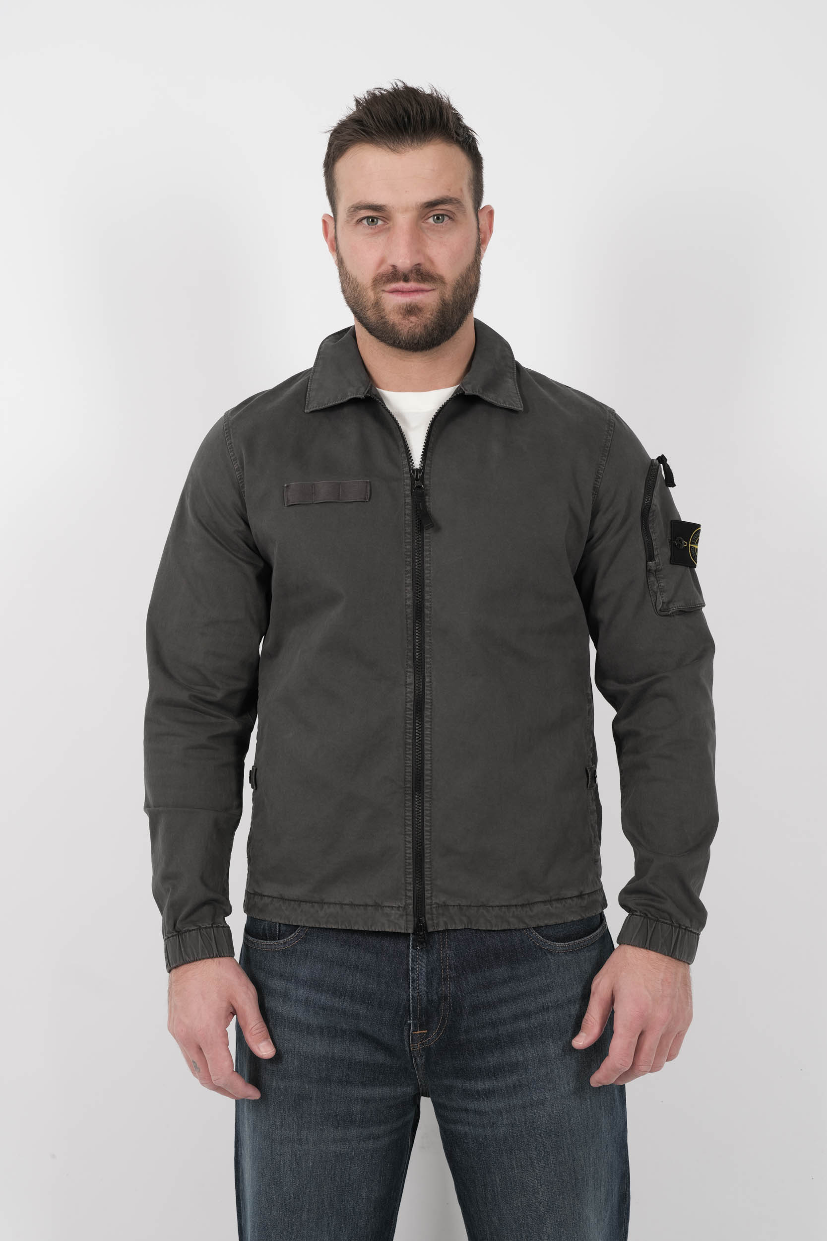 SURCHEMISE STONE ISLAND A ZIP GRIS S151203S04-V0165