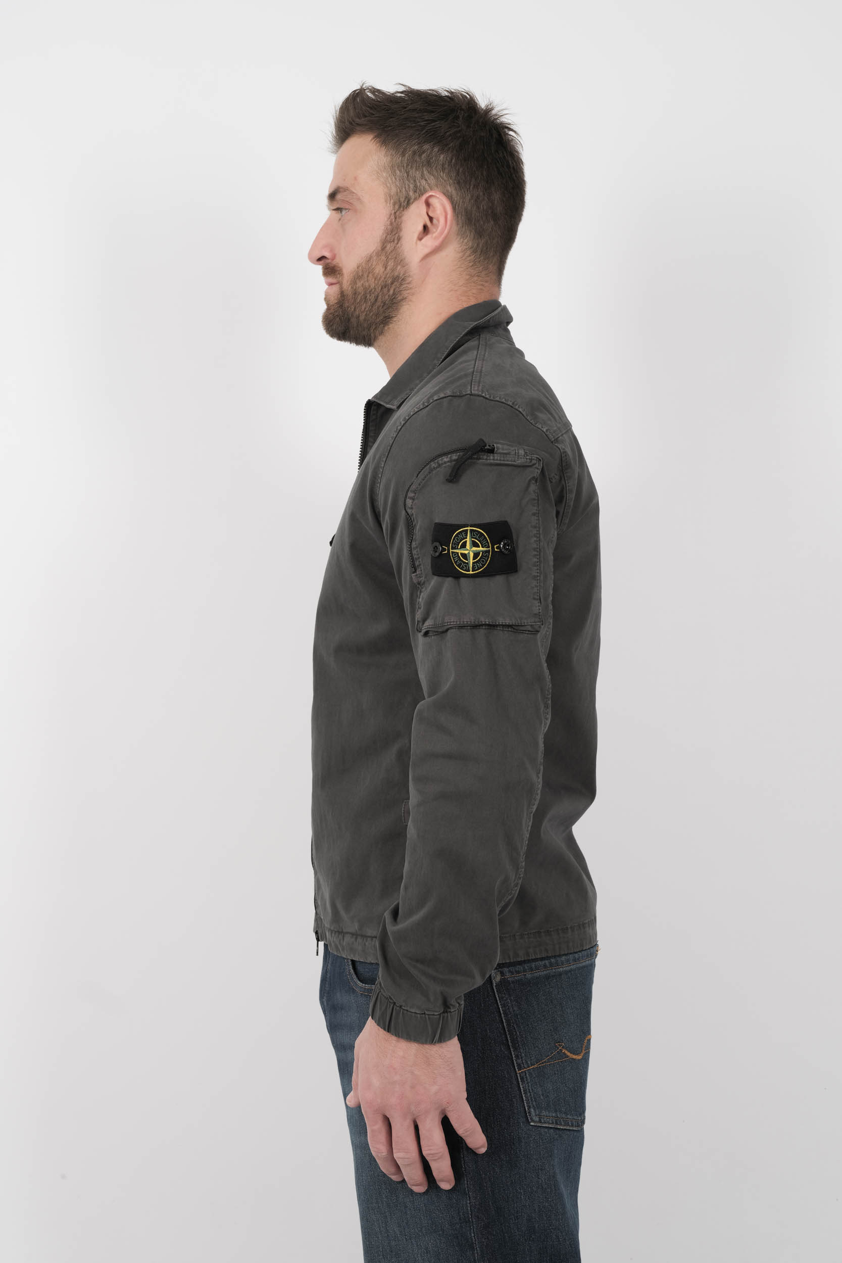 SURCHEMISE STONE ISLAND A ZIP GRIS S151203S04-V0165