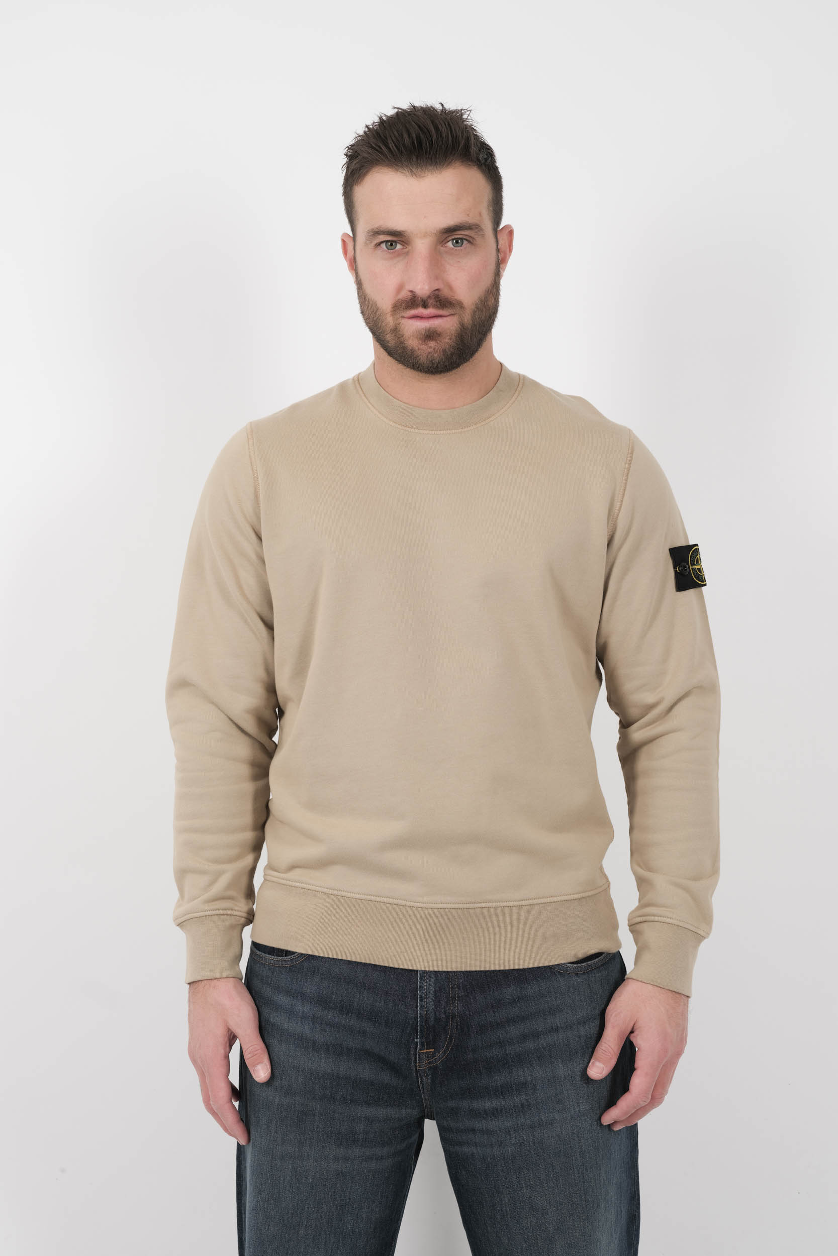 SWEAT STONE ISLAND COL ROND BEIGE S156144S51-V009A