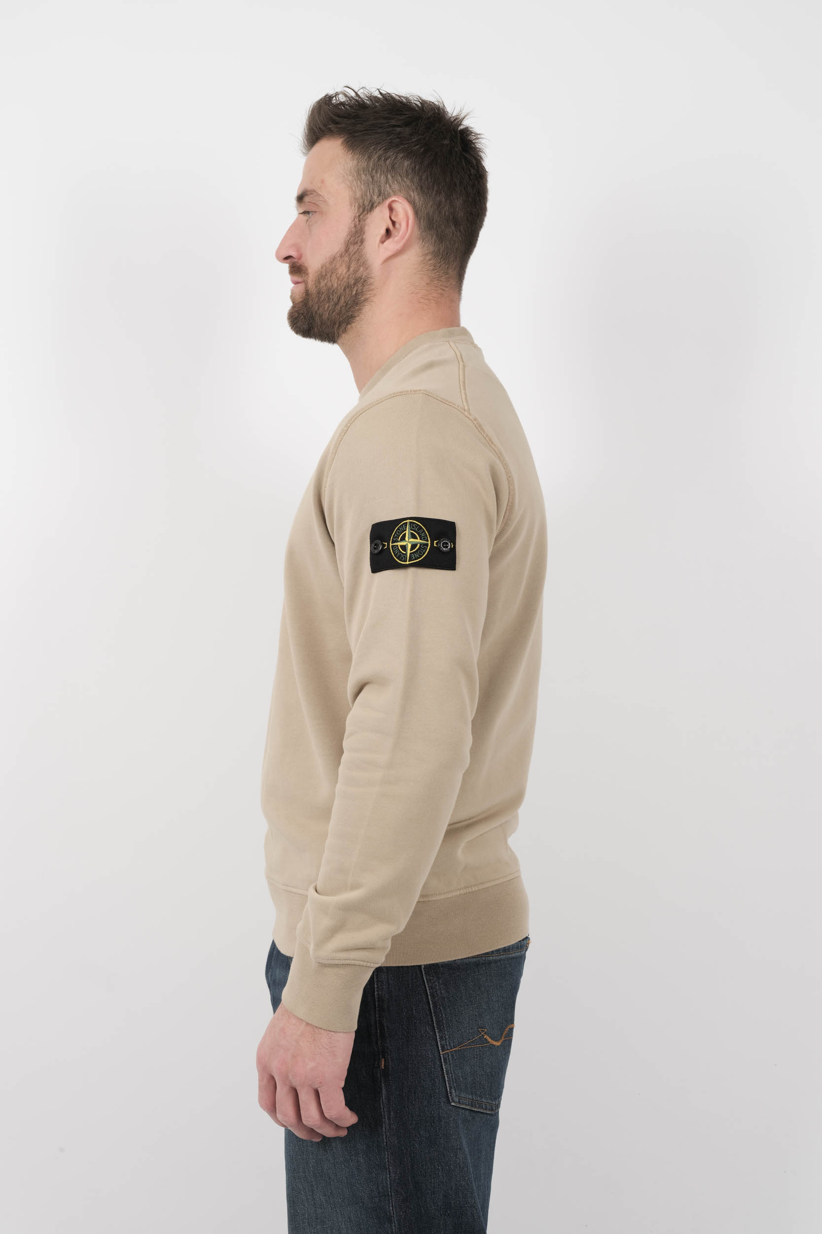 SWEAT STONE ISLAND COL ROND BEIGE S156144S51-V009A