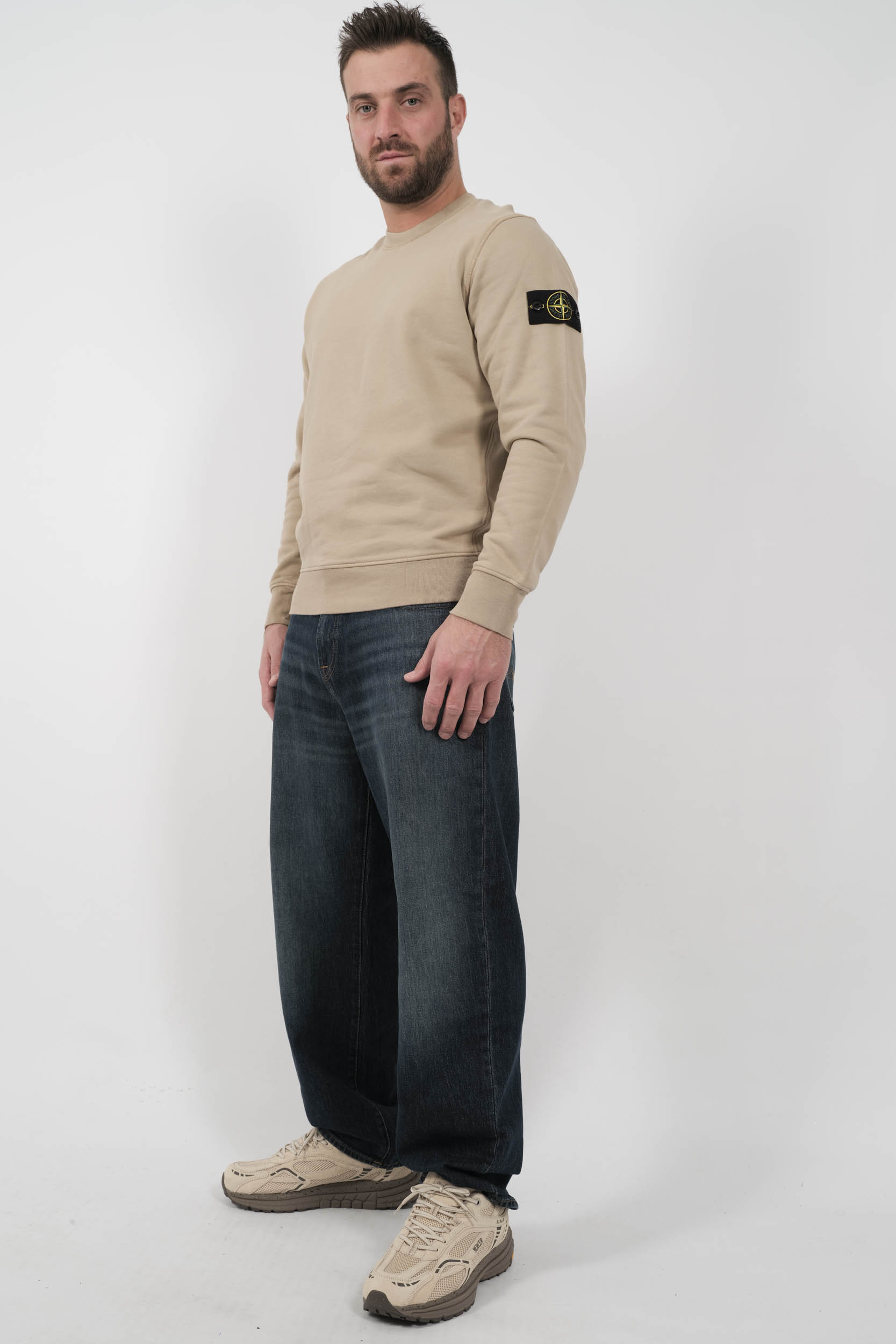 SWEAT STONE ISLAND COL ROND BEIGE S156144S51-V009A