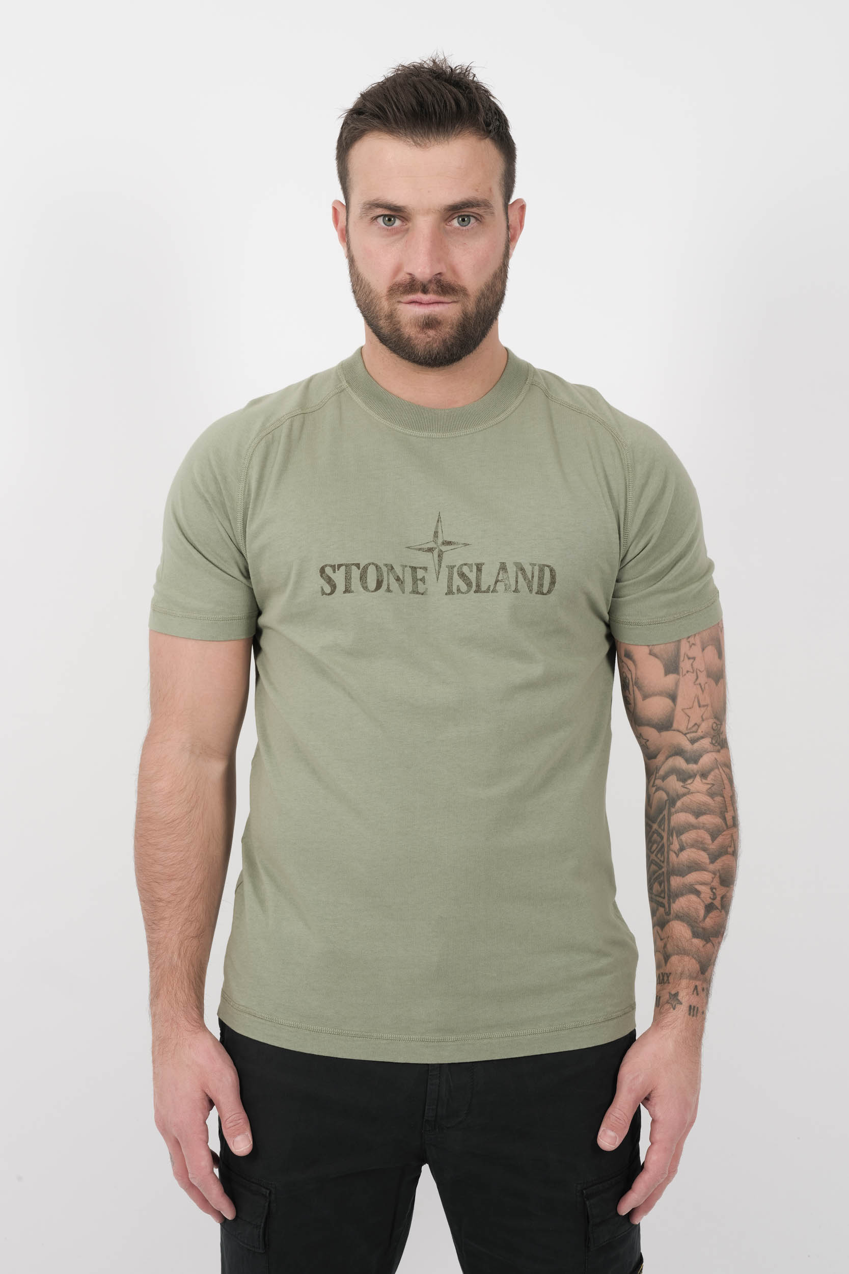 TEE-SHIRT STONE ISLAND LOGO IMPRIME VERT S152120S81-V0055
