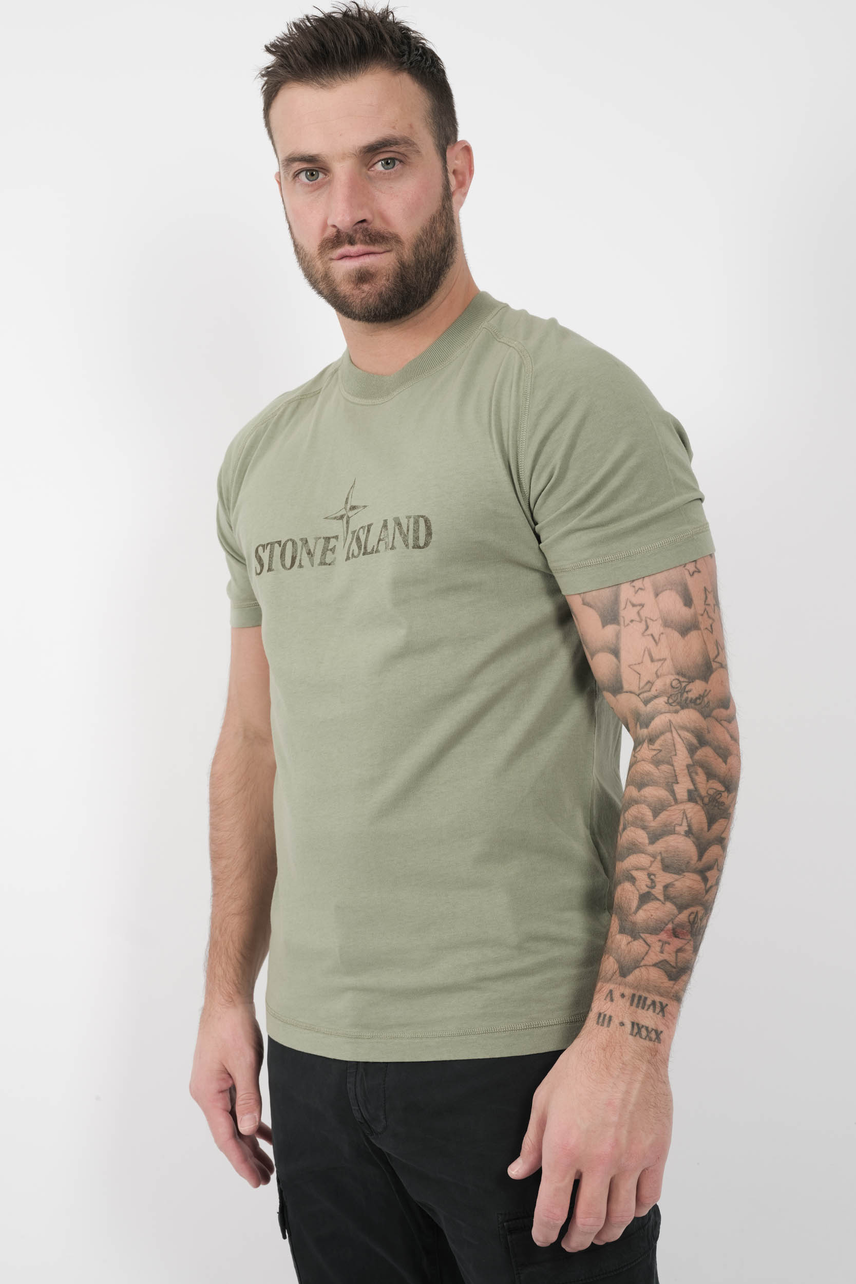 TEE-SHIRT STONE ISLAND LOGO IMPRIME VERT S152120S81-V0055