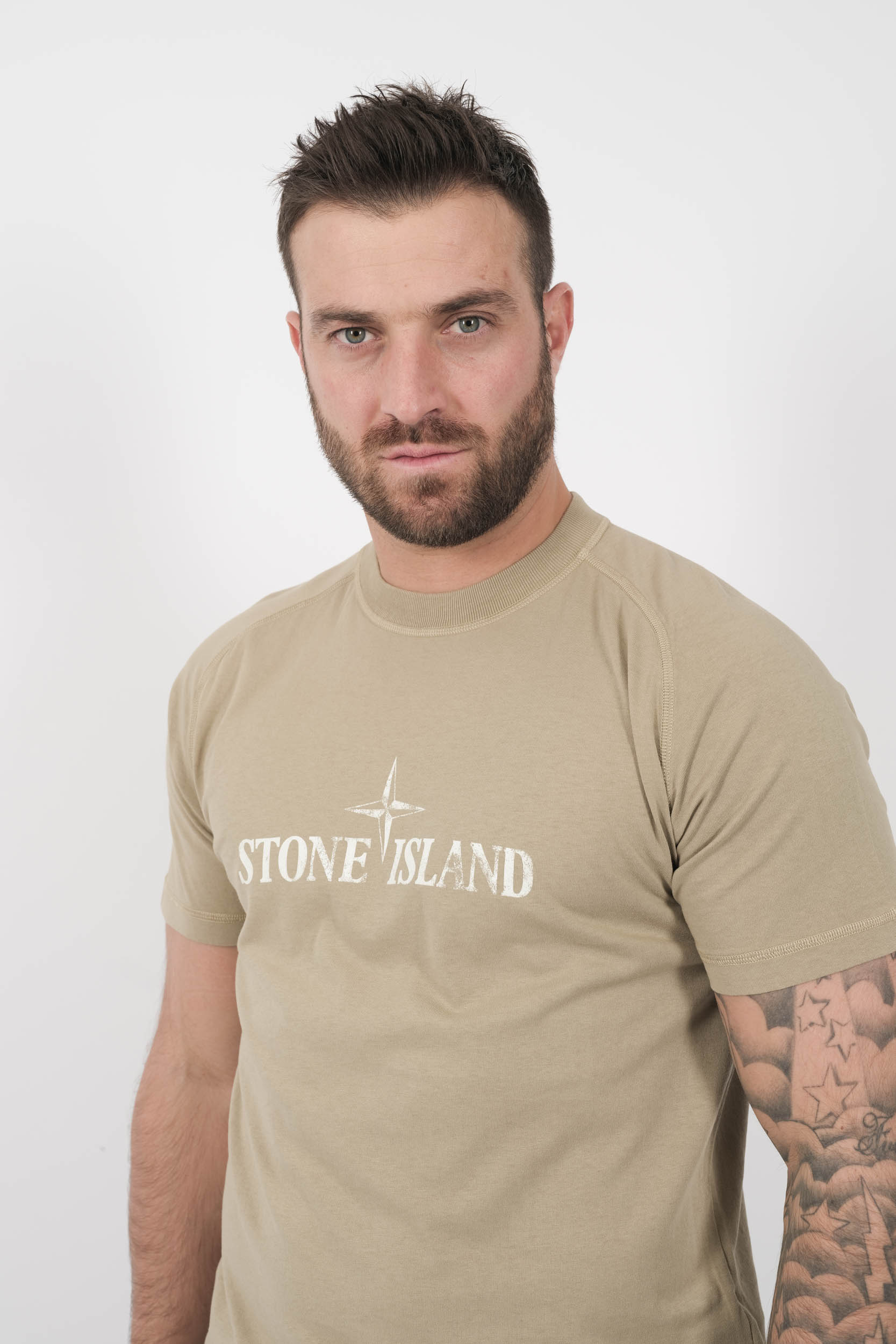TEE-SHIRT STONE ISLAND LOGO IMPRIME BEIGE S152120S81-V009A