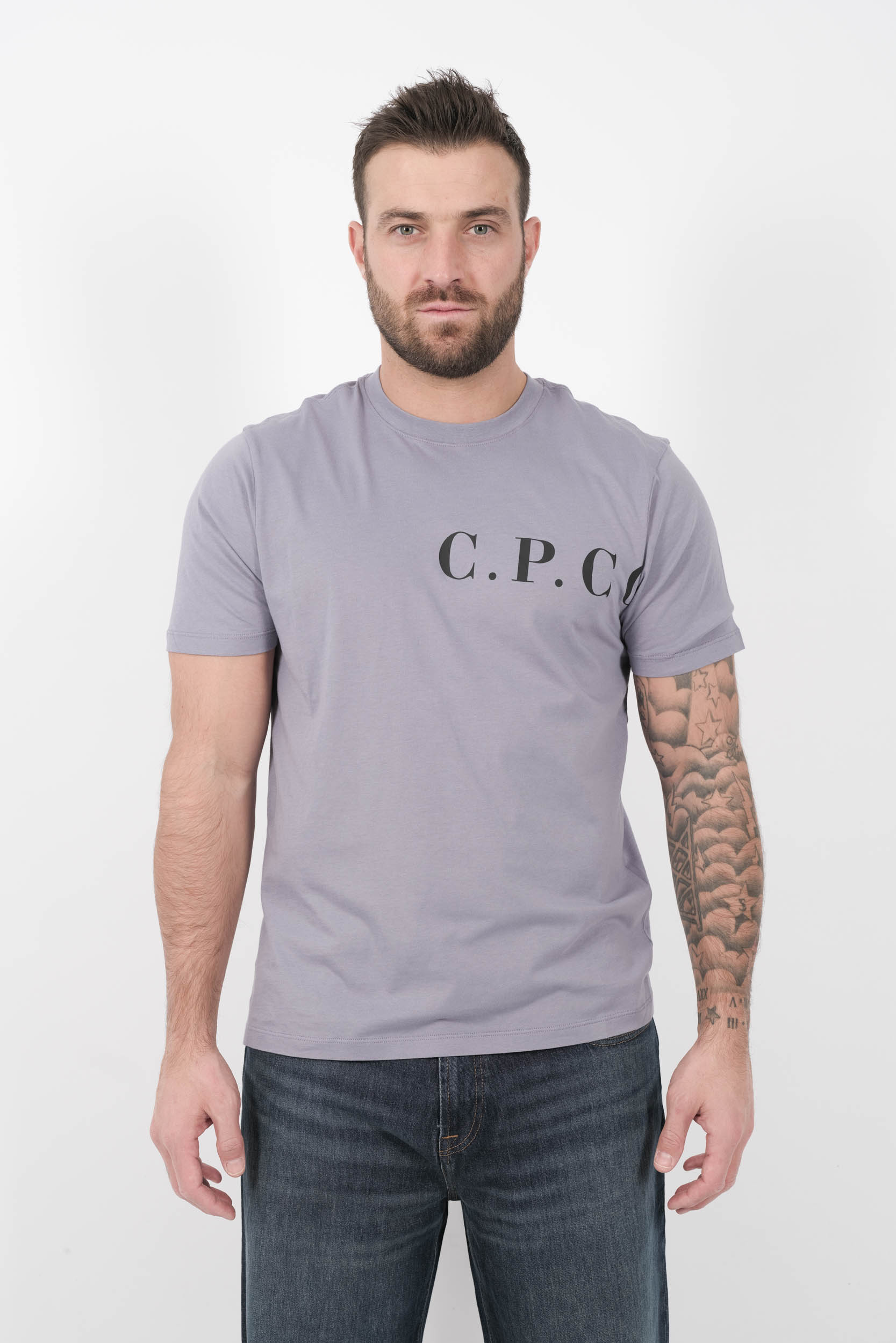 TEE-SHIRT C.P COMPANY LOGO IMPRIME VIOLET S139A-774