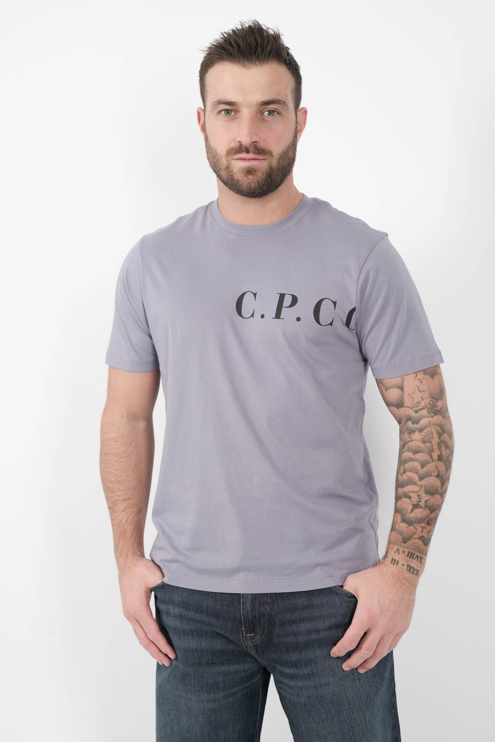 TEE-SHIRT C.P COMPANY LOGO IMPRIME VIOLET S139A-774